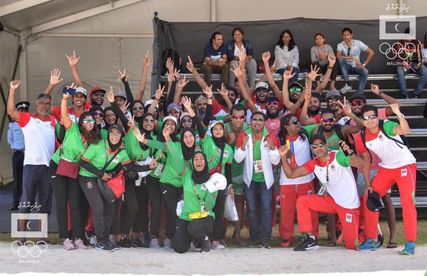 އައިއޯއައިޖީގެ ތެރެއިން ގައުމީ ވޮލީބޯޅަ ޓީމުތަކުގެ ކުޅުންތެރިން. -- ފޮޓޯ: މޯލްޑިވްސް އޮލިމްޕިކް ކޮމިޓީ