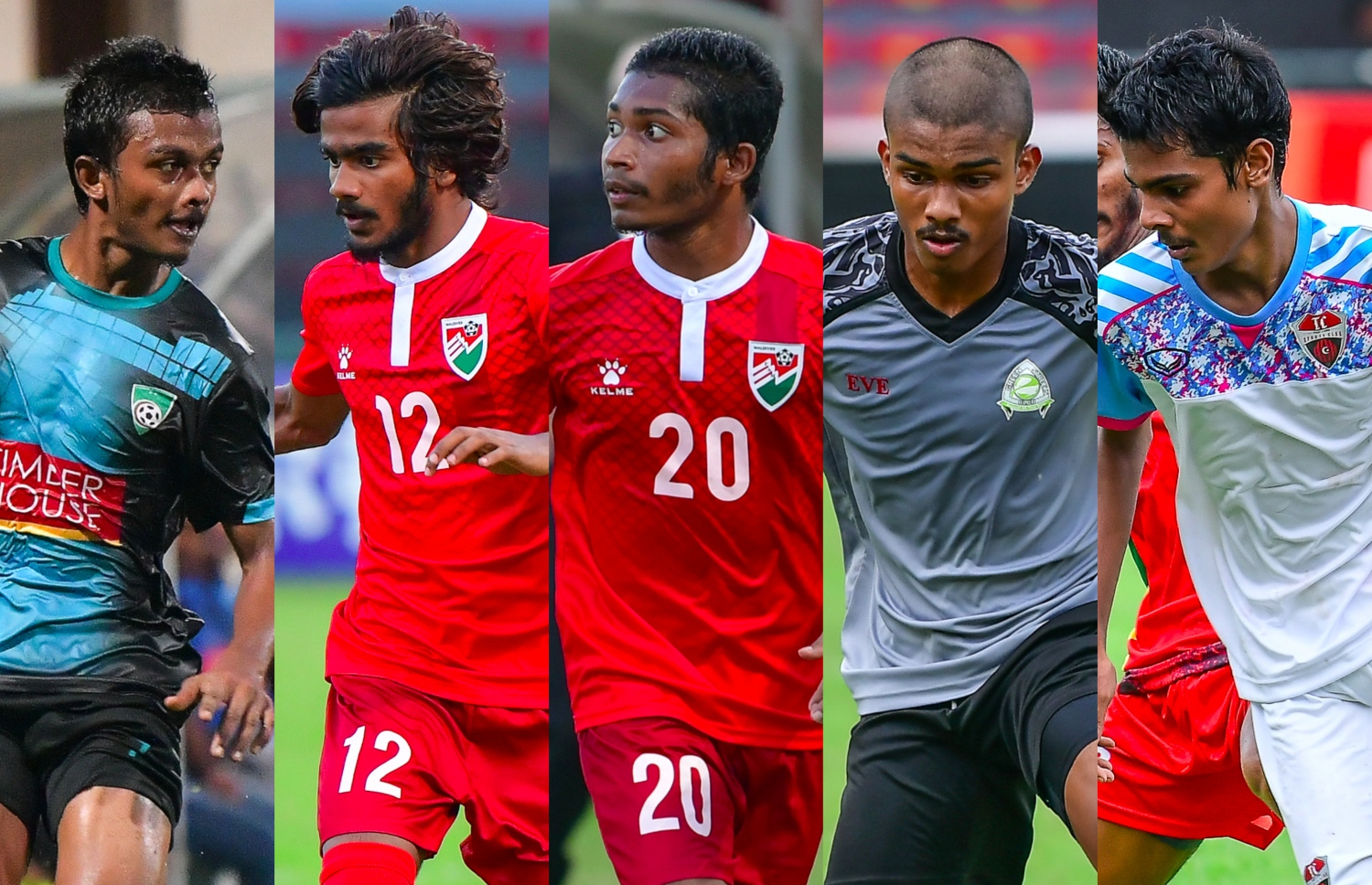 އެންމެ މޮޅު ޒުވާން ކުޅުންތެރިޔާގެ މަގާމަށް ލީގުގެ ދެ ވަނަ ބުރުން ވާދަކުރާ ކުޅުންތެރިން. (ކ.ވ) ޔަޒޭ، ޔާން، ހައިޝަމް، ޗޯޓު އަދި އޮގީ. -- ފޮޓޯ: މިހާރު