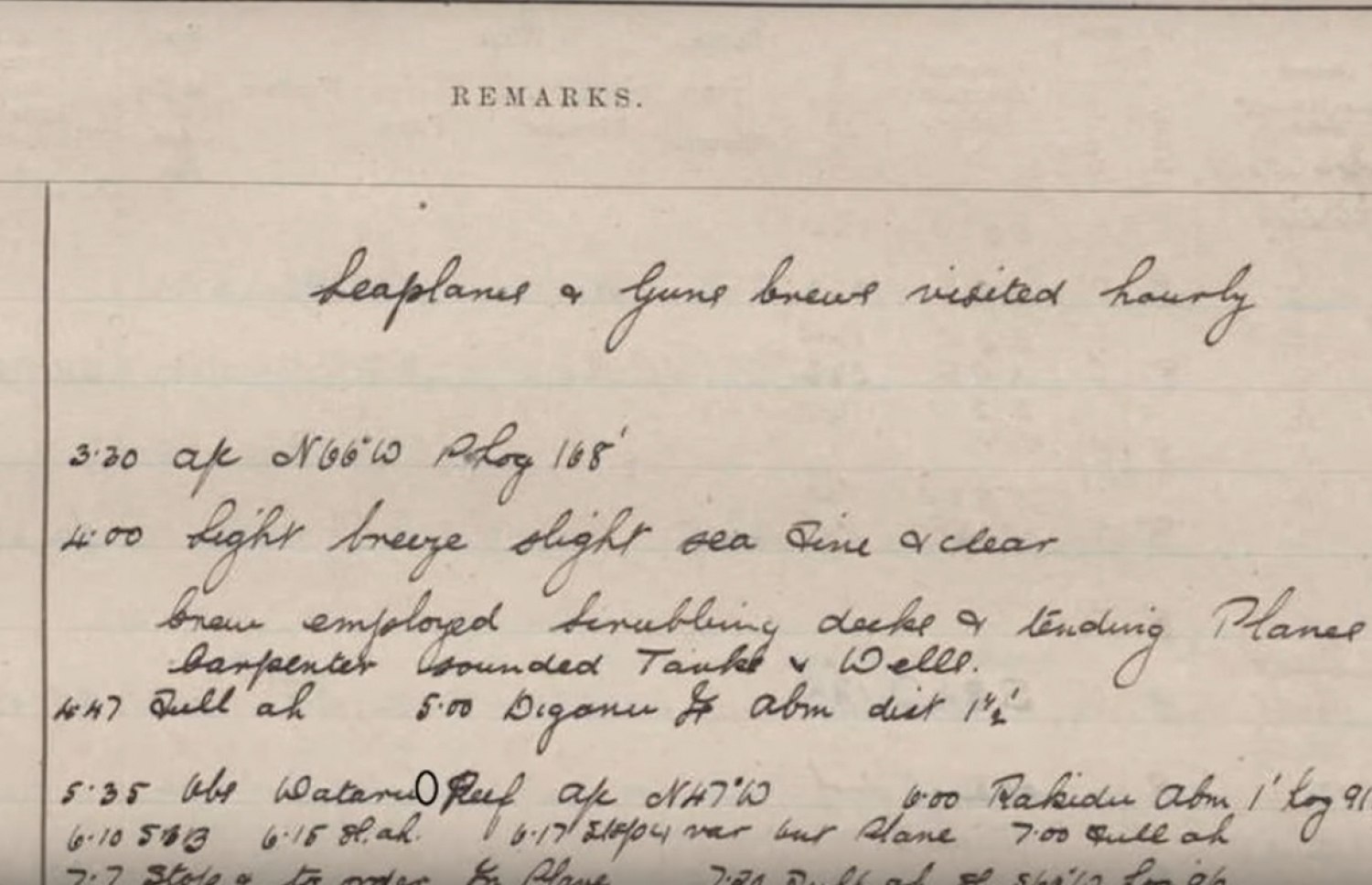 ޔޫކޭގެ ނޭވަލް ހިސްޓްރީގައި ހުރި "ރޭވަން" ގެ ލޮގް ފޮތުގެ ބައެއް ބައިތައް