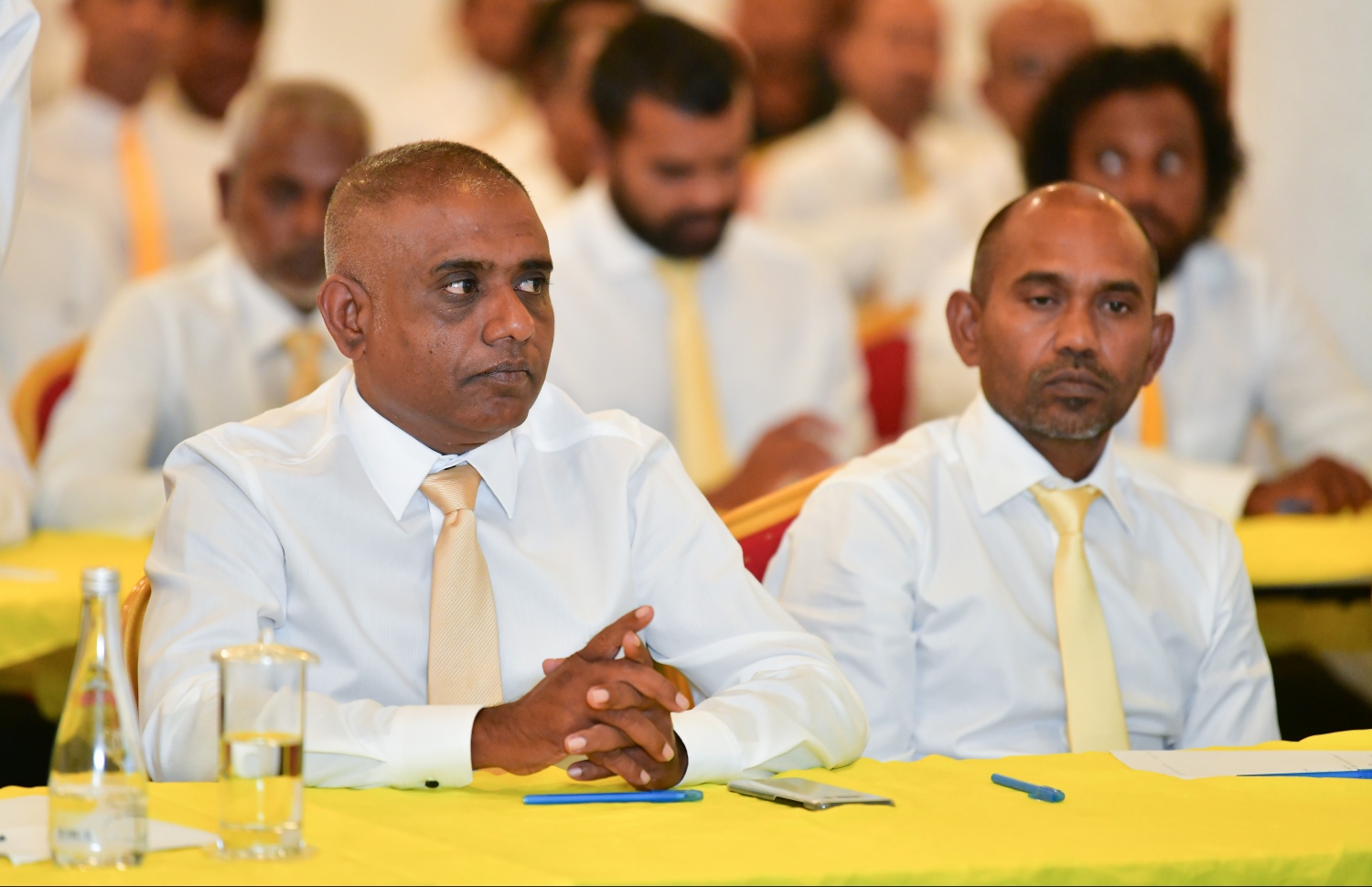 މާލެ: ފެބްރުއަރީ 11، 2020: އެމްޑީޕީގެ ގައުމީ މަޖިލީހުން ދަރުބާރުގޭގައި ބޭއްވި ޖަލްސާގެ ތެރެއިން.-- ފޮޓޯތައް: ހުސެން ވަހީދު/ މިހާރު