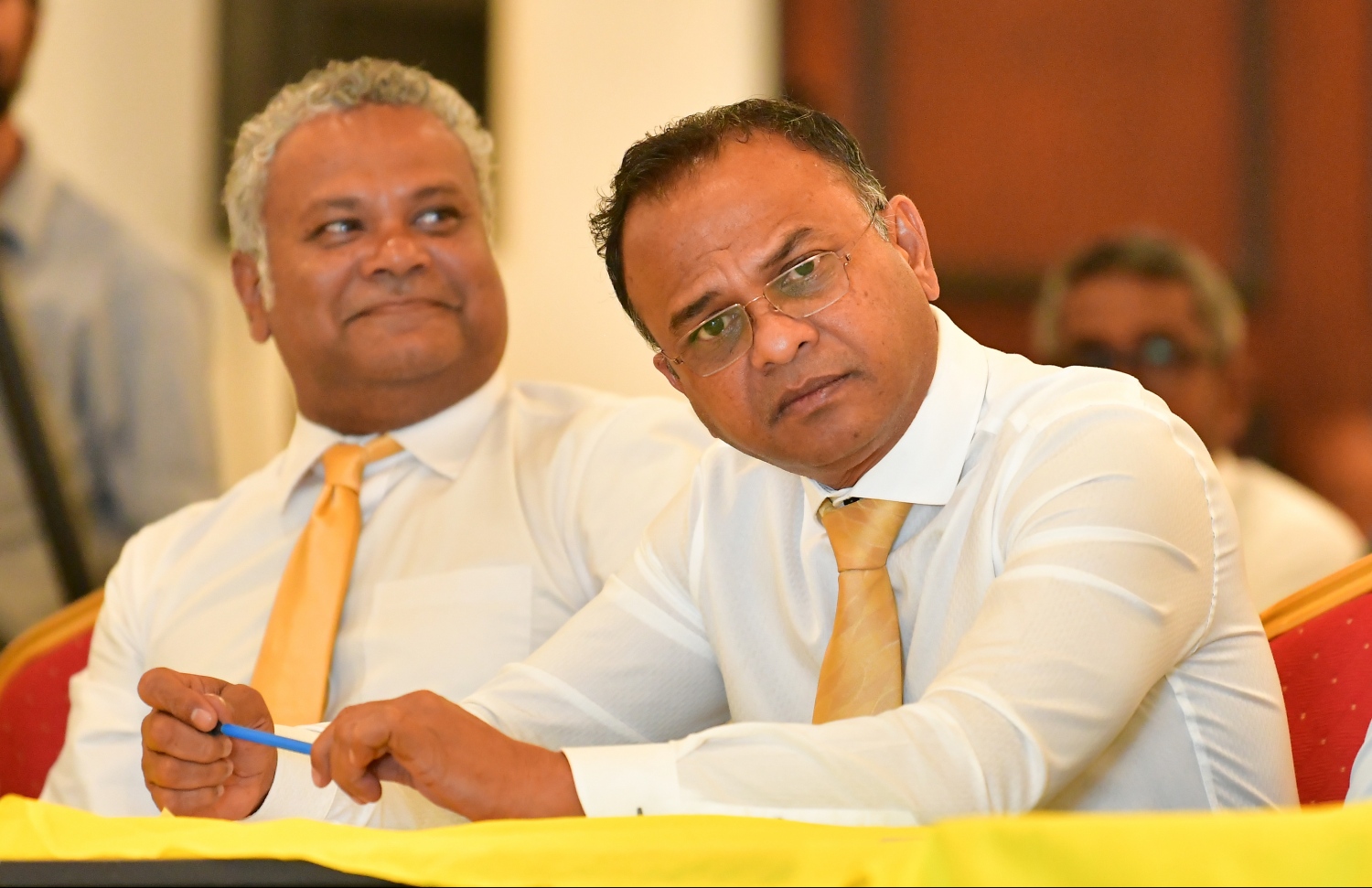 މާލެ: ފެބްރުއަރީ 11، 2020: އެމްޑީޕީގެ ގައުމީ މަޖިލީހުން ދަރުބާރުގޭގައި ބޭއްވި ޖަލްސާގެ ތެރެއިން.-- ފޮޓޯތައް: ހުސެން ވަހީދު/ މިހާރު