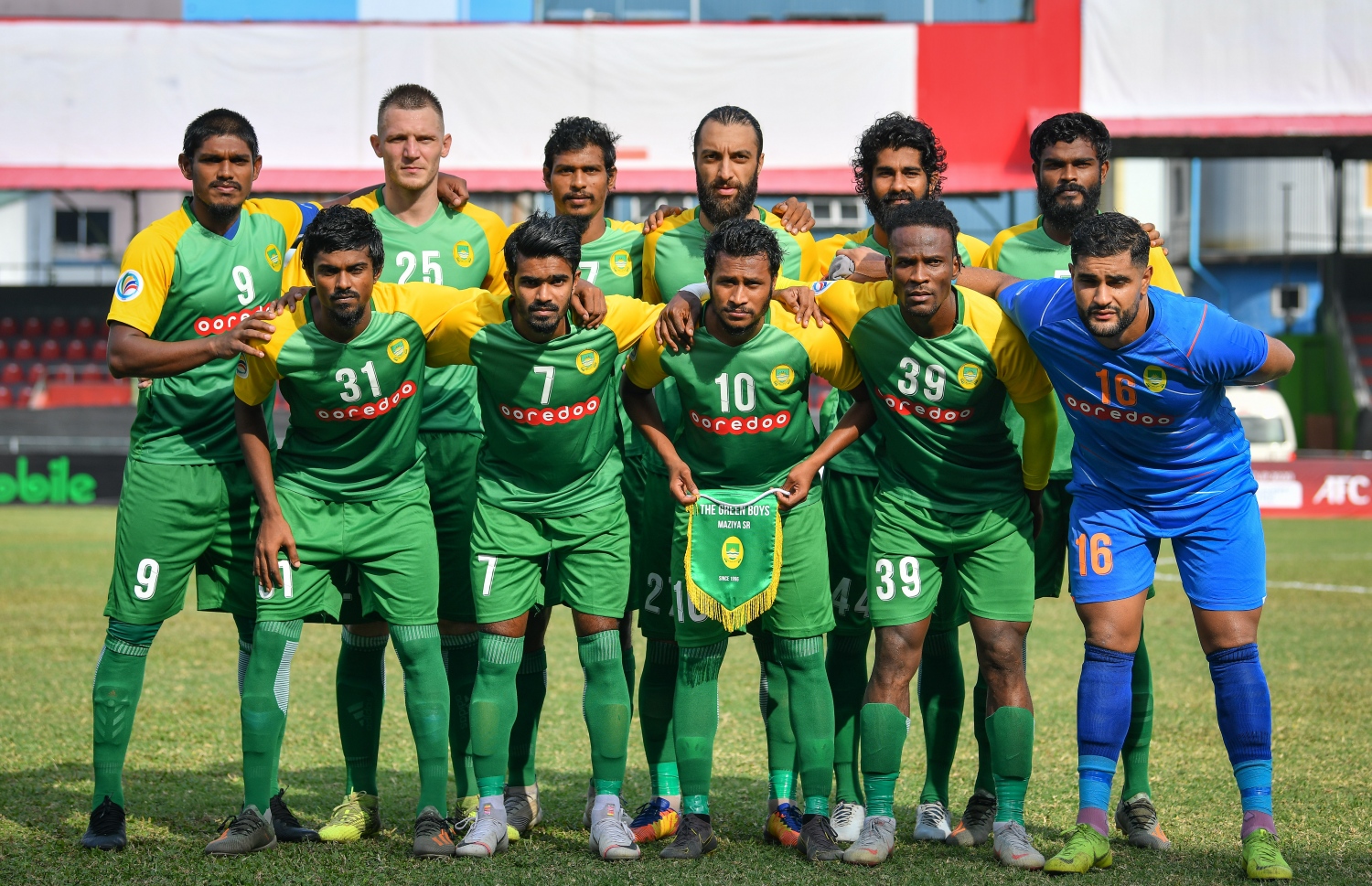 މާލެ- ފެބުރުއަރީ 12، 2020: އޭއެފްސީ ކަޕުގެ ޕްރިލިމިނަރީ ބުރުގެ ދެ ވަނަ ލެގުގައި މިއަދު މާލޭގައި މާޒިޔާ އާއި ބަންގްލަދޭޝްގެ ޑާކާ އަބަހާނީ ބައްދަލުކުރި މެޗުގެ ތެރެއިން--. ފޮޓޯ:ނިޝާން އަލީ/މިހާރު