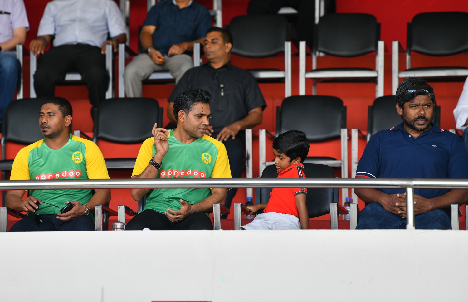 މާލެ- ފެބުރުއަރީ 12، 2020: އޭއެފްސީ ކަޕުގެ ޕްރިލިމިނަރީ ބުރުގެ ދެ ވަނަ ލެގުގައި މިއަދު މާލޭގައި މާޒިޔާ އާއި ބަންގްލަދޭޝްގެ ޑާކާ އަބަހާނީ ބައްދަލުކުރި މެޗުގެ ތެރެއިން--. ފޮޓޯ:ނިޝާން އަލީ/މިހާރު