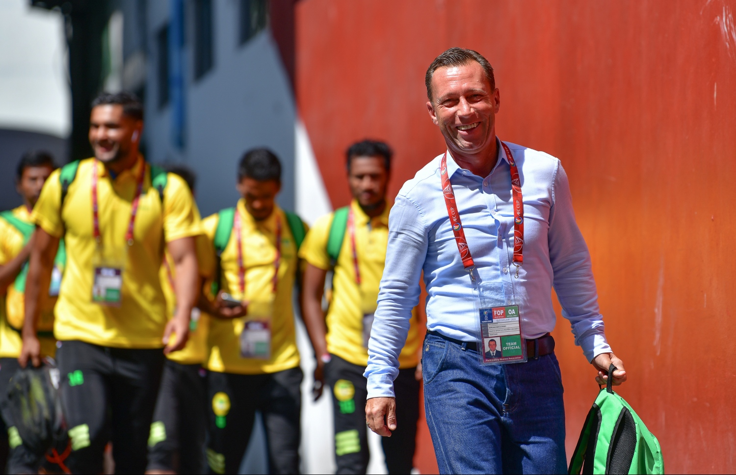 މާލެ- ފެބުރުއަރީ 19، 2020: އޭއެފްސީ ކަޕުގެ ޕްލޭއޮފް ބުރުގެ ފުރަތަމަ ލެގުގައި މިއަދު މާލޭގައި މާޒިޔާ އާއި އިންޑިއާގެ ބެންގަލޫރު ބައްދަލުކުރި މެޗުގެ ތެރެއިން: މިމެޗުން ބެންގަލޫރު 2-1 އިން ބަލިކޮށް މުބާރާތުގެ ގްރޫޕް ސްޓޭޖުން ފުރުސަތު ހޯދުމުގެ އުއްމީދު މާޒިޔާ ވަނީ ބޮޑުކޮށްފައި--. ފޮޓޯ:ނިޝާން އަލީ/މިހާރު