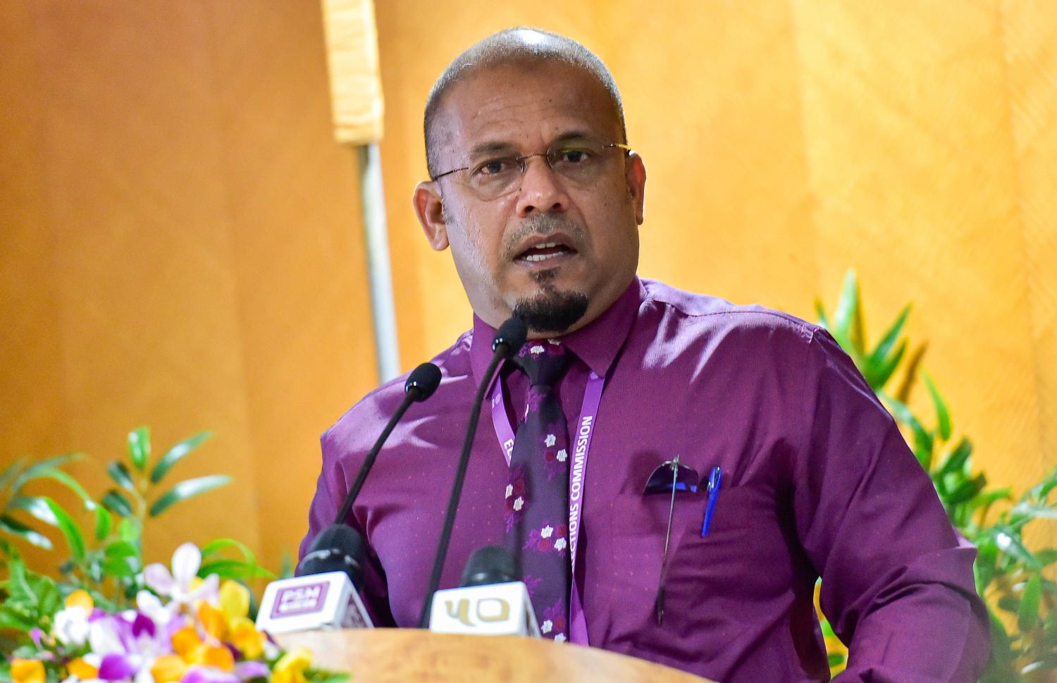 އިލެކްޝަންސް ކޮމިޝަންގެ ރައީސް މަސަލަސް ރާއްޖެ ޕްރޮގްރާމް އިފްތިތާހުކުރުމެ ރަސްމިއްޔާތުގައި ވާހަކަދައްކަވަނީ -- ފޮޓޯ: އަހުމަދު އަވްޝަން އިލްޔާސް/ މިހާރު