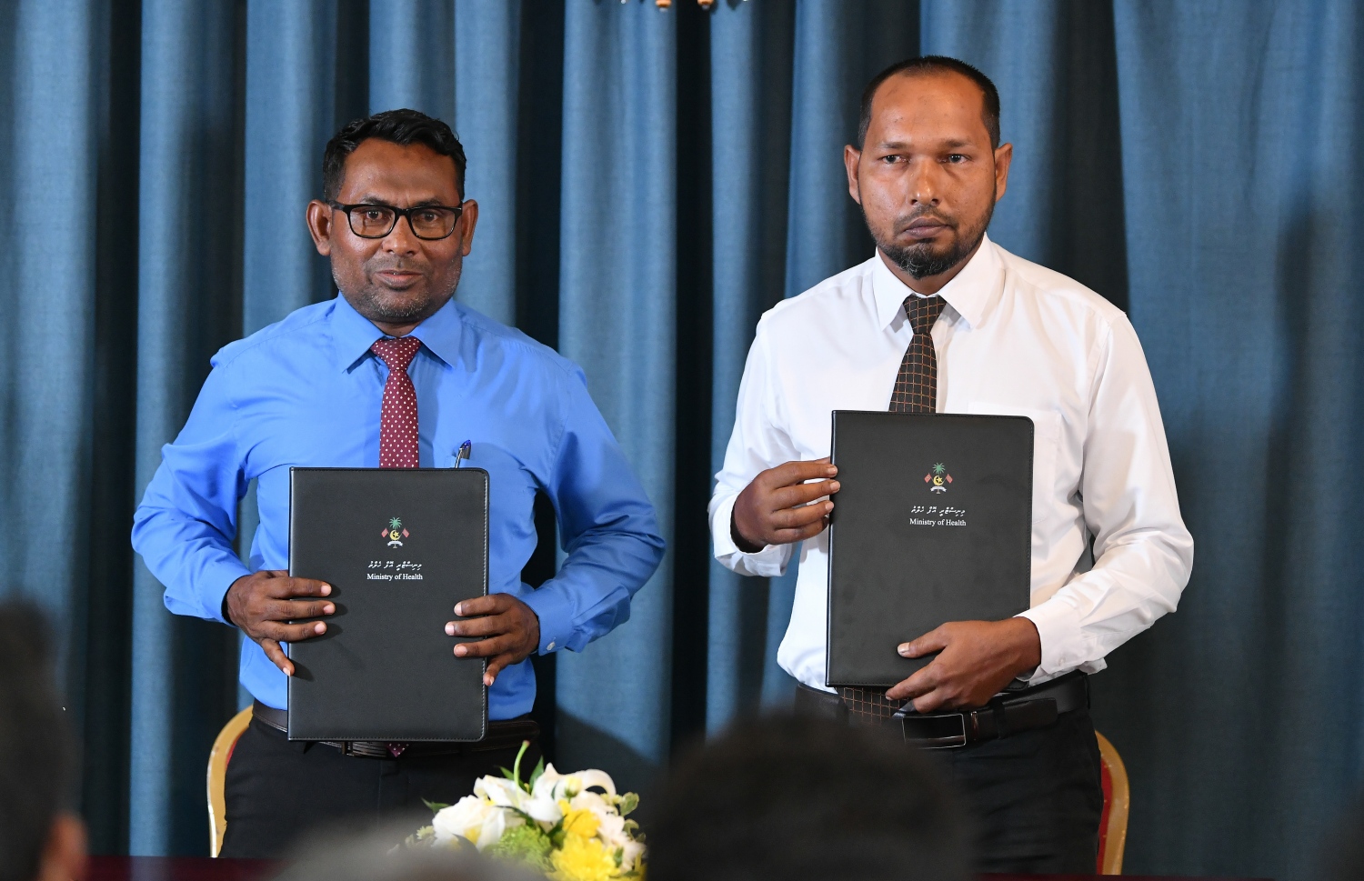މާލެ- މާޗް 1، 2020- ހެލްތު މިނިސްޓްރީން 20 ރަށެއްގެ ސިއްހީ މަރުކަޒުތަކާ ގުޅޭ މަޝްރޫއުތަކަށް ކައުންސިލްތަކާ ހަވާލުކުރުމަށް މިއަދު ބޭއްވި ރަސްމިއްޔާތުގެ ތެރެއިން.---ފޮޓޯ: ހެލްތު މިނިސްޓްރީ