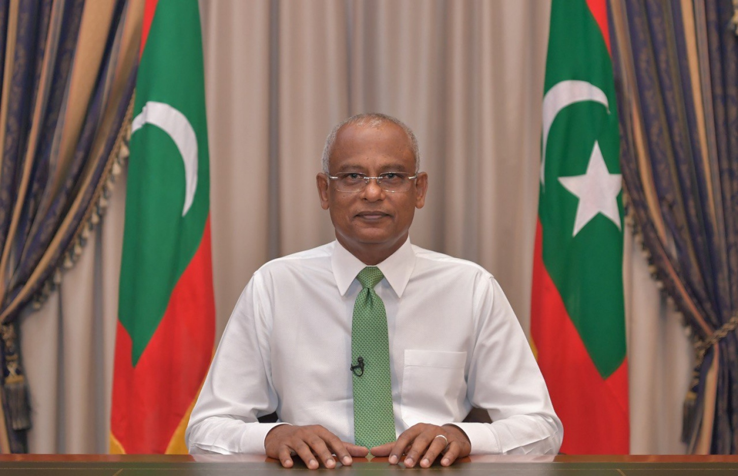 ކޮވިޑް-19 އާ ގުޅޭ ގޮތުން ރައީސް އިބްރާހިމް މުހައްމަދު ސޯލިހު މިއަދު ގައުމާ މުޚާތަބު ކުރައްވަނީ.---ފޮޓޯ: ރައީސް އޮފީސް