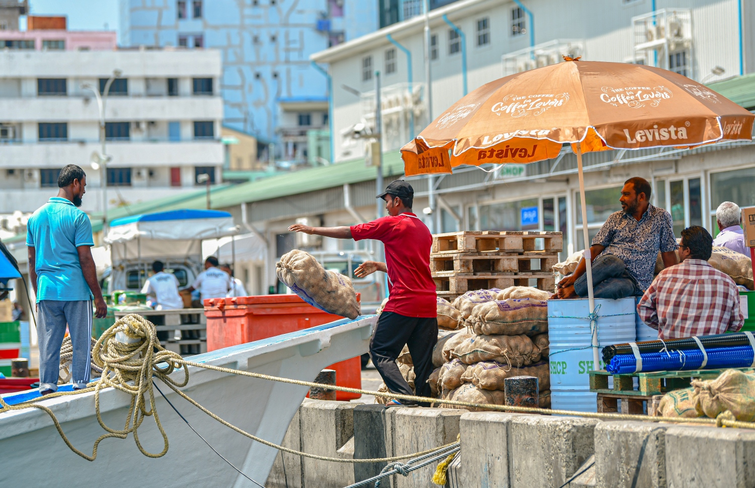 މާލޭ ބަނދަރުގައި އޮތް ބޯޓަކަށް މުދާ އަރުވަނީ: އަތޮޅުތެރެއަށް ކާޑުގެ ބާވަތްތައް ގެންދާ މިންވަރު ވަނީ ވަރަށް ބޮޑަށް އިތުރުވެފައި. --ފޮޓޯ: އަހުމަދު އަވްޝަން/ މިހާރު