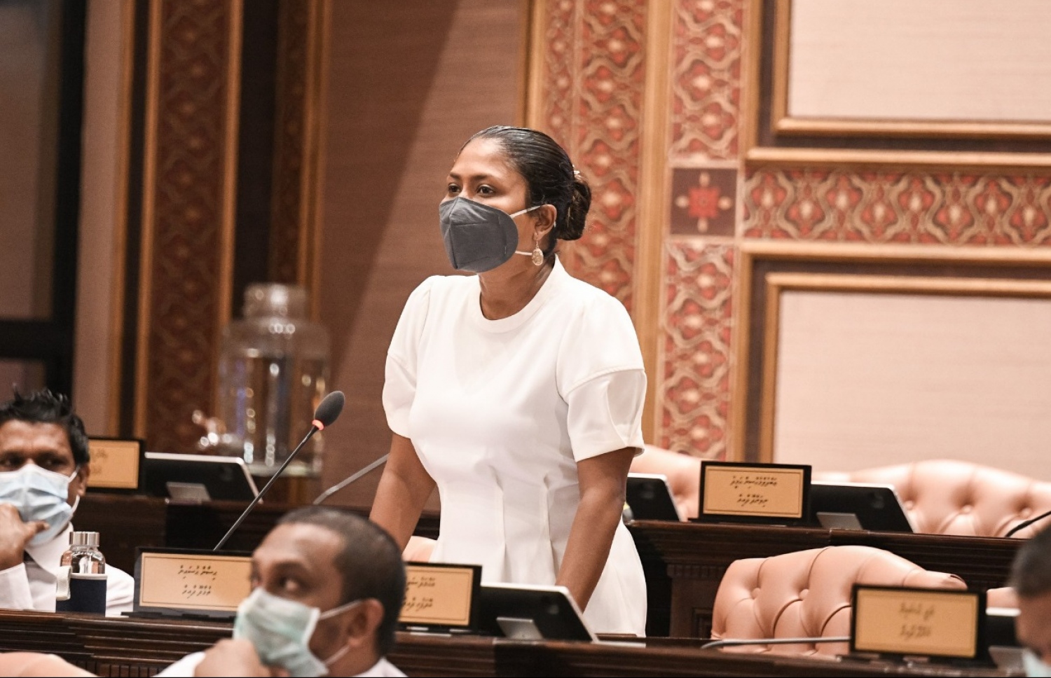 ރައްޔިތުންގެ މަޖިލީހުގެ މިއަދުގެ ޖަލްސާގައި މެމްބަރު ހިސާން ވާހަކަ ދައްކަވަނީ: އޭނާ ވިދާޅުވީ ހައްލަކީ ގާނޫނު އަސާސީ އިސްލާހު ކުރުން ކަމަށް-- ފޮޓޯ: މަޖިލިސް