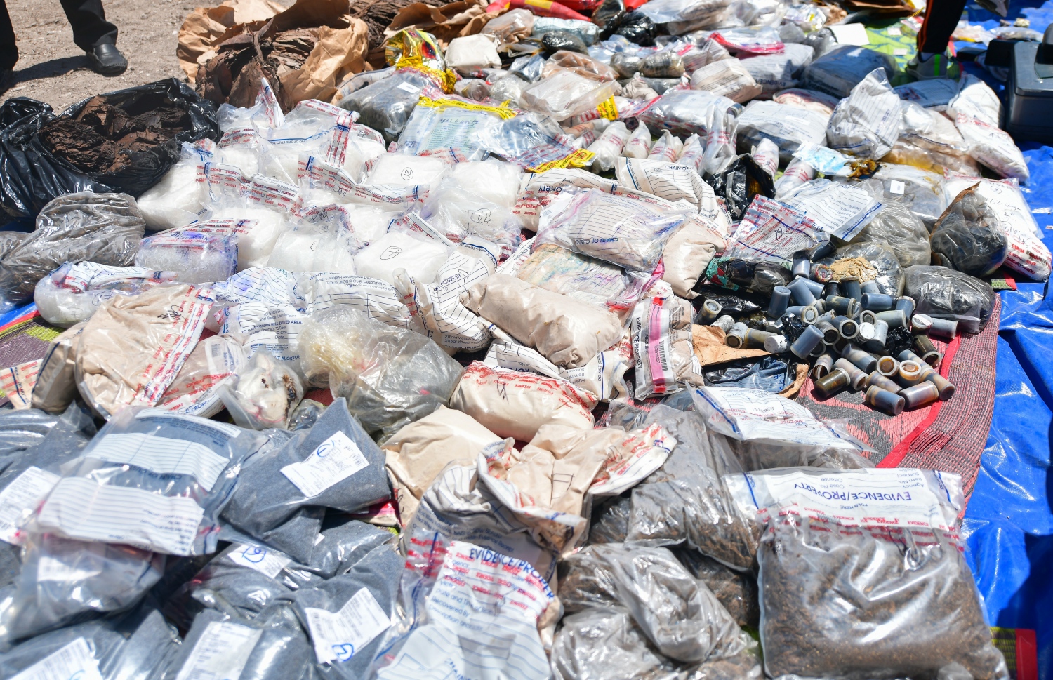 ދޫނިދޫ: އޮކްޓޫބަރު 8، 2020- ފުލުހުންގެ ބެލުމުގެ ދަށުގައި ހުރި 300 ކިލޯ އަށް ވުރެ ގިނަ މަސްތުވާތަކެތި ނައްތައިލުމުގެ ކުރިން އެންމެންނަށް ފެންނަ ގޮތަށް ބަހައްޓާފައި.--- ފޮޓޯ: އަހުމަދު އަވްޝަން/މިހާރު