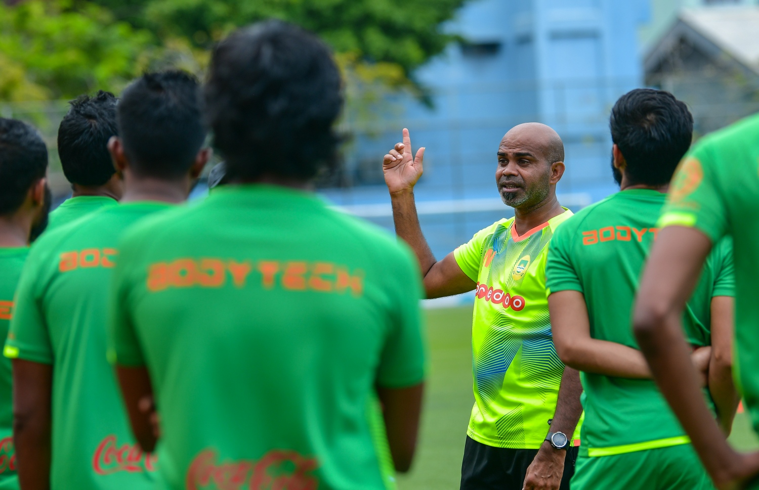 މާލެ: އޮކްޓޫބަރު 11، 2020- ފުރަތަމަ ޑިވިޝަނުގައި ވާދަކުރާ އަށް ކްލަބްގެ ޕްރެކްޓިސްތައް ފަށަން ހެލްތު ޕްރޮޓެކްޝަން އެޖެންސީ (އެޗްޕީއޭ) އިން ރަސްމީކޮށް ހުއްދަ ދިނުމާއި އެކު އެފްއޭއެމާއި އެޗްޕީއޭ އިން އެކުލަވާލާފައިވާ ގައިޑްލައިންތަކާ އެއްގޮތަށް ޕްރެކްޓިސްތައް މާޒިޔާއިން ފެށުން .-- ފޮޓޯ: އަހުމަދު އަވްޝަން/މިހާރު