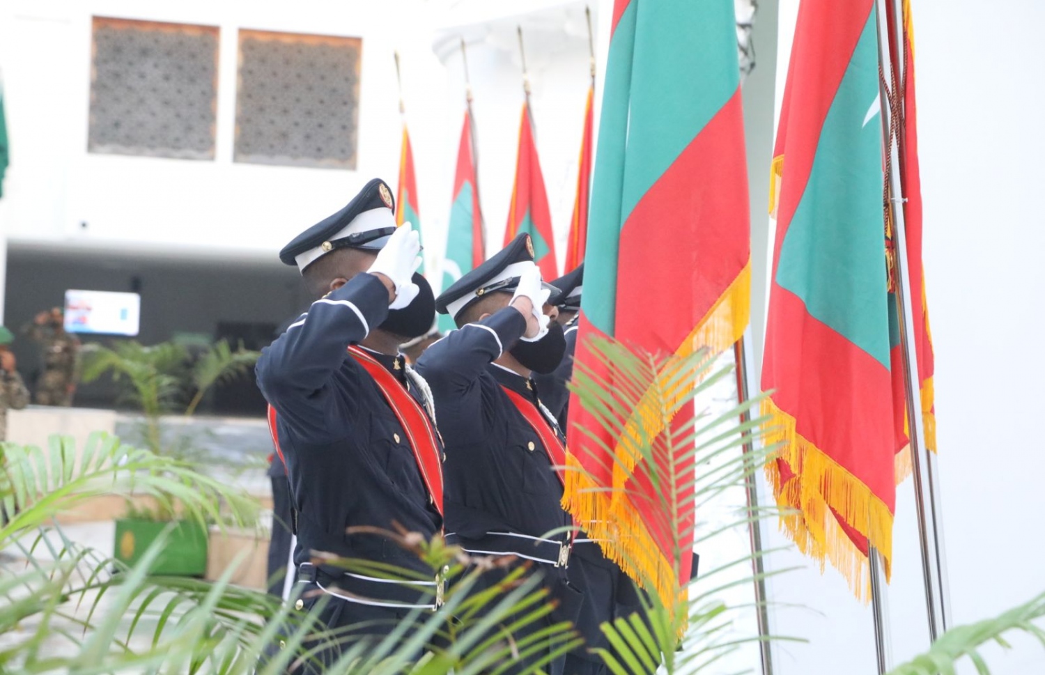 މާލެ: ނޮވެމްބަރު 3، 2020: ނަސްރުގެ ދުވަހުގެ މުނާސަބަތުގައި 3 ނޮވެމްބަރުގެ ހަނދާނީ ބިނާގައި ދިދަ ޖެހުމާއި ގާޑު މައުންޓް ކުރުމުގެ ރަސްމިއްޔާތު.-- ފޮޓޯ: އެމްއެންޑީއެފް