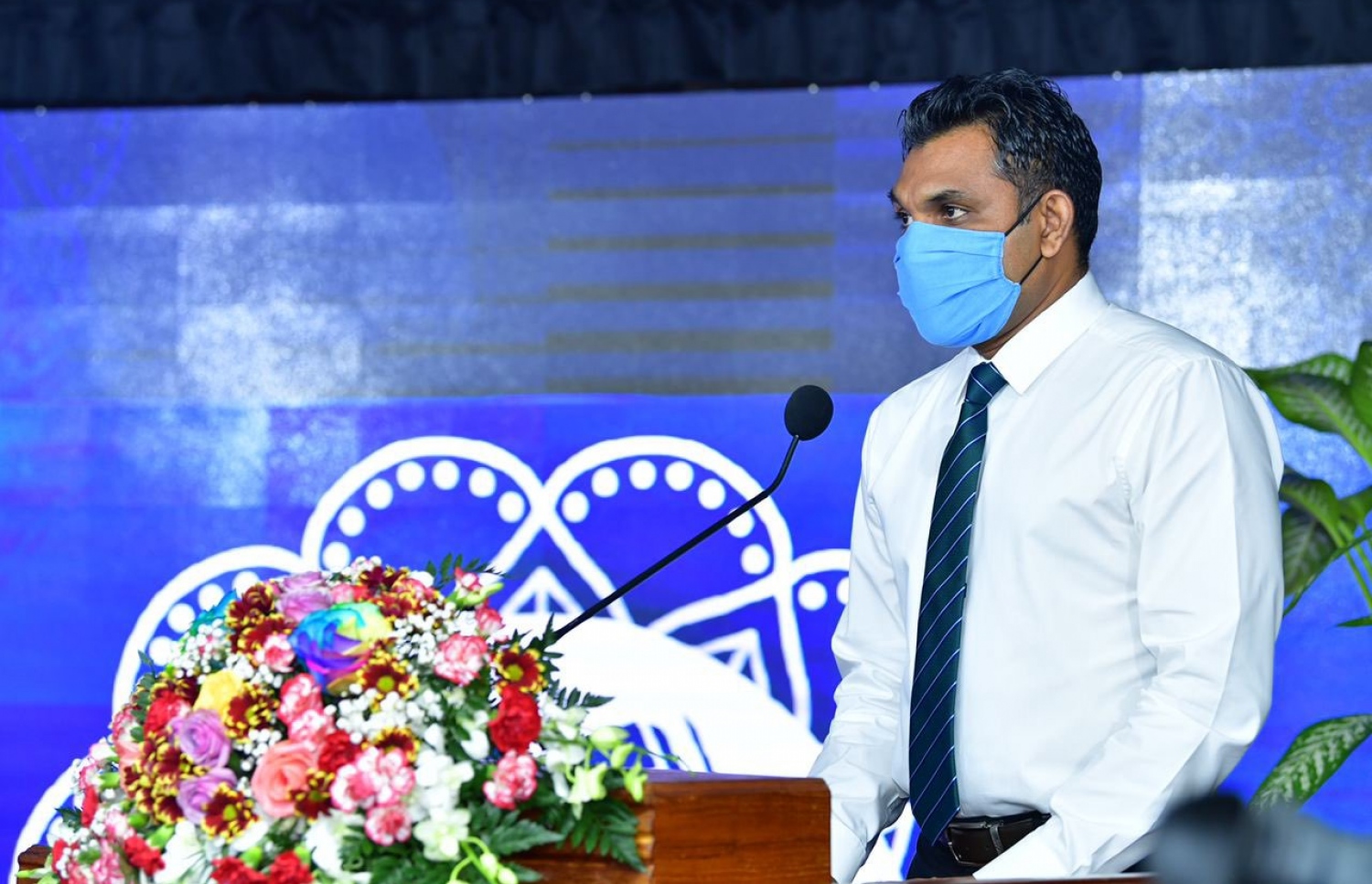 ވާޗުއަލް ގުރުއާން މުބާރާތް ފެށުމަށް ބޭއްވި ރަސްމިއްޔާތުގައި ނައިބު ރައީސް ފައިސަލް ނަސީމް ވާހަކަދައްކަވަނީ.-- ފޮޓޯ: ރައީސް އޮފީސް