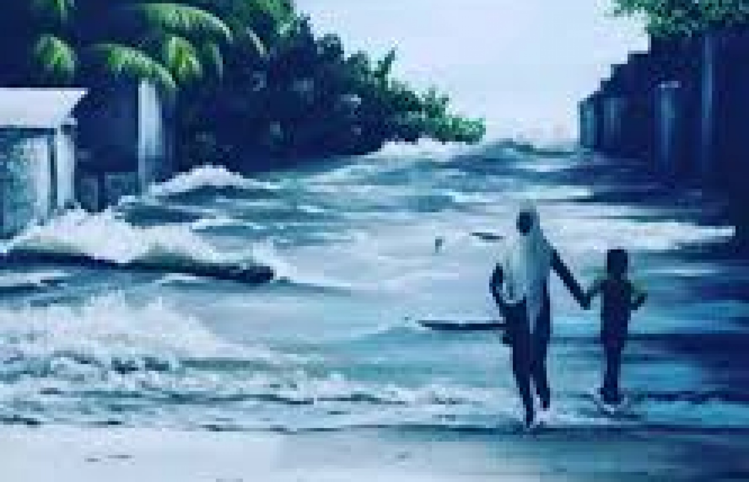 ހަދީޖާ އާއި އޭނާގެ ދަރިފުޅު ސުނާމީން ސަލާމަތްވާން ދުވާ މަންޒަރު، ކުރެހުންތެރިއަކު ސިފަކޮށްދީފައި