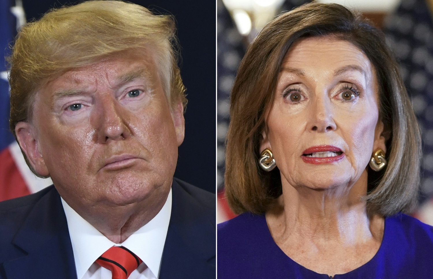 ހައުސްގެ ސްޕީކަރު ޕެލޯސީ އާއި ޓްރަމްޕް. --ފޮޓޯ:އޭއެފްޕީ