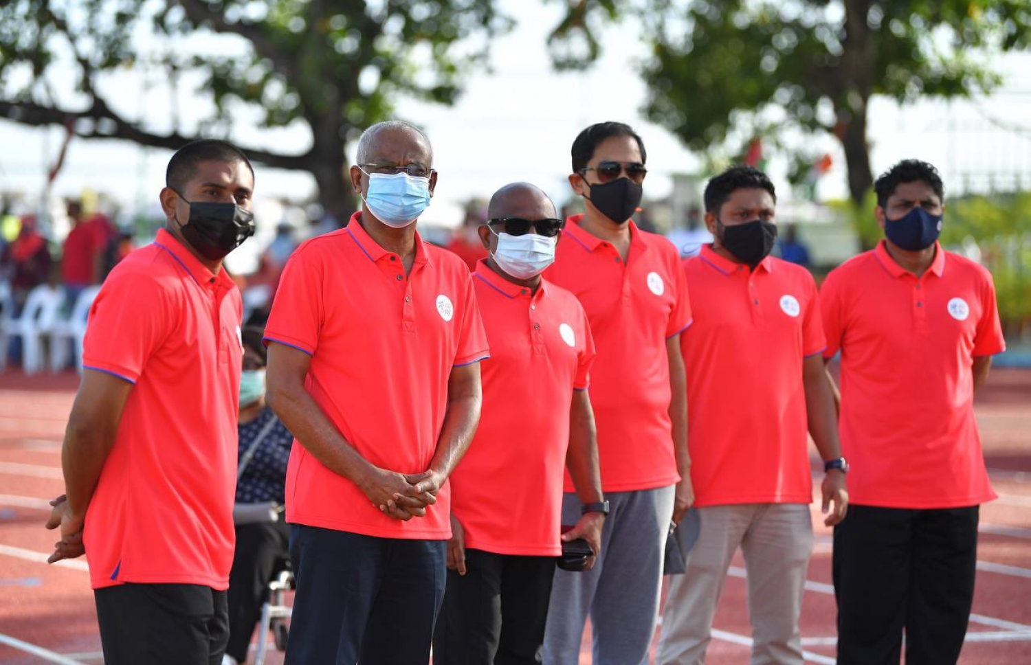 ސިންތެޓިކް ޓްރެކް ހުޅުވަން މިއަދު ބޭއްވި ރަސްމިއްޔާތުގައި، ރައީސް އިބްރާހިމް މުހައްމަދު ސޯލިހާއި ސަރުކާރުގެ އިސްވެރިން ބައިވެރިވެވަޑައިގަންނަވަނީ.-- ފޮޓޯ: ރައީސް އޮފީސް