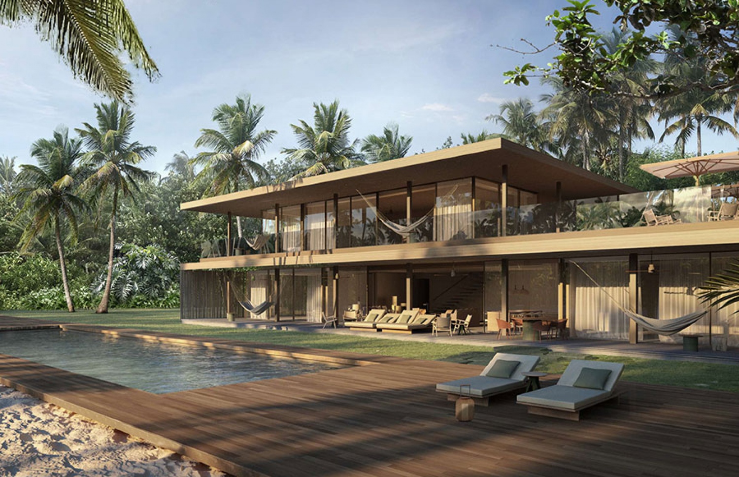 ޕަޓީނާ މޯލްޑިވްސް، ފަރި އައިލެންޑްސްގެ ބީޗް ހައުސް: ހުރިހާ ވިލާއެއްވެސް ހަދާފައިވަނީ ރަސްޓިކް ތީމަށް