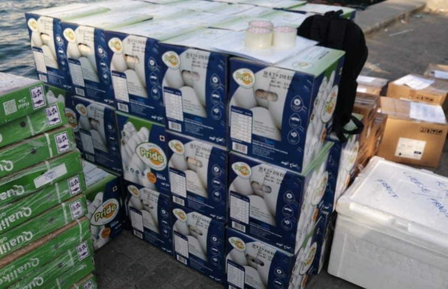 ހެޕީމާކެޓުން ހުރާއަށް ހަދިޔާ ކުރި ބިސް ކޭސްތަކެއް މާލެ ބަނދަރުގައި ބަހައްޓާފައި-- ފޮޓޯ: ފޭސްބުކް