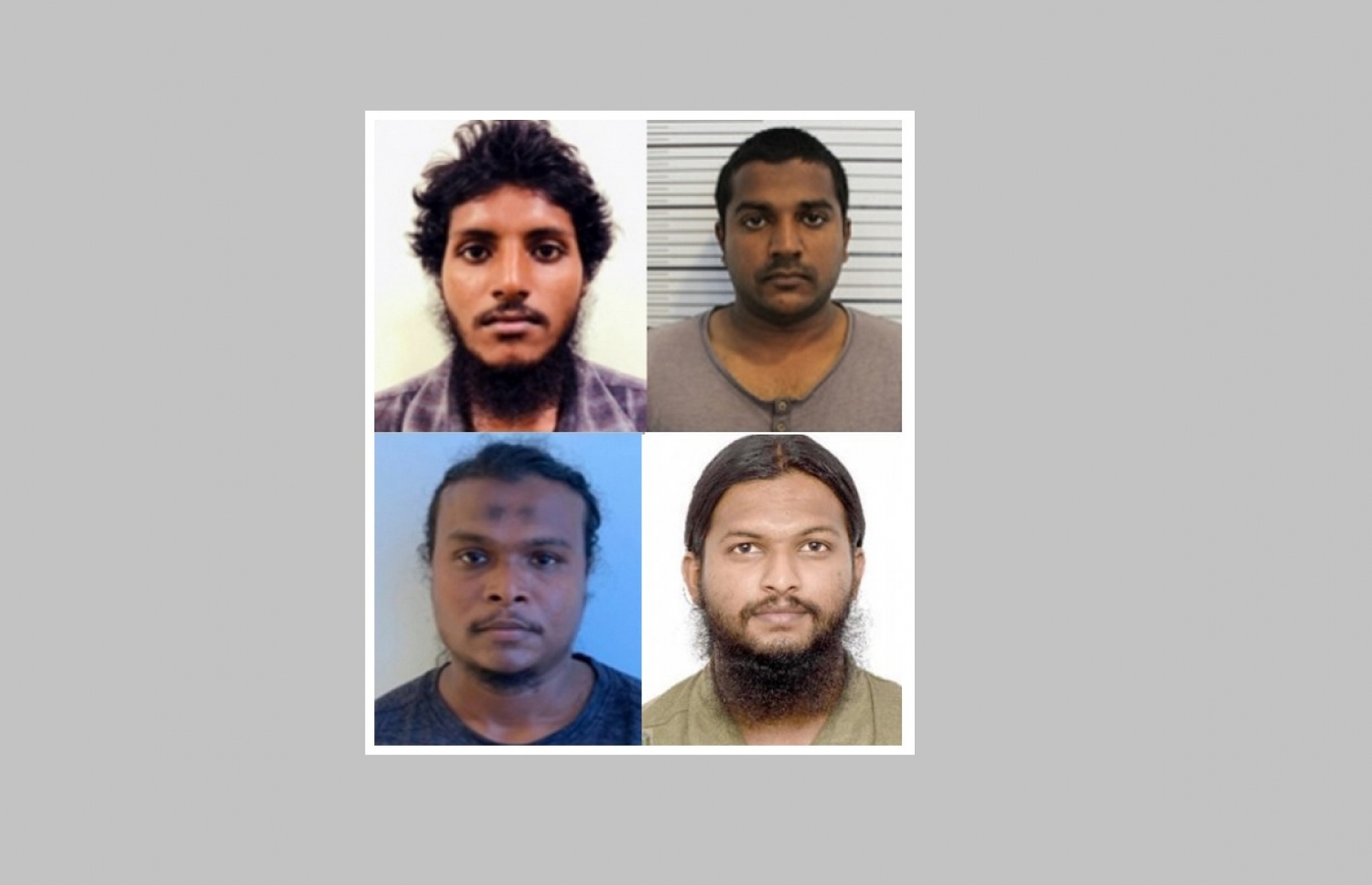 ހަމަލާގެ ތުހުމަތަށް މިހާތަނަށް ހައްޔަރުކޮށްފައިވާ ހަތަރު މީހުން: މަތީގައި (ކ-ވ) އަދުހަމް އަހްމަދު އާއި މުޖާޒް އަހްމަދު އަދި ތިރީގައި (ކ-ވ) އަހްމަދު ފާތިހު އާއި ތަހްމީން އަހްމަދު