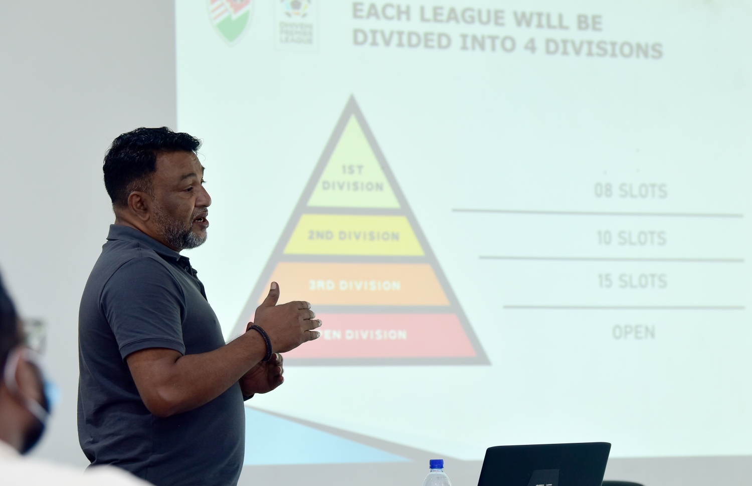 ދިވެހި ޕްރިމިއާ ލީގު އާ ފޯމެޓް އިއުލާން ކުރުމަށް ބޭއްވި ޕްރެސްގައި --- ފޮޓޯ: ނިޝާން އަލީ | މިހާރު