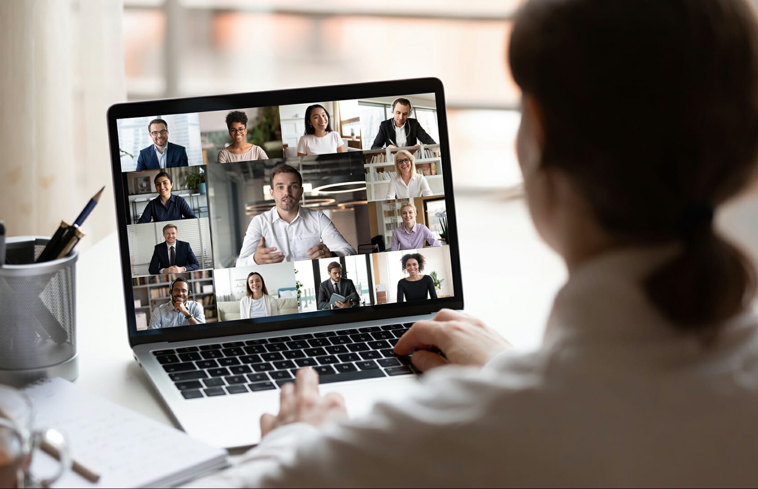 މީހަކު އޮންލައިން މީޓިންއެއްގައި.