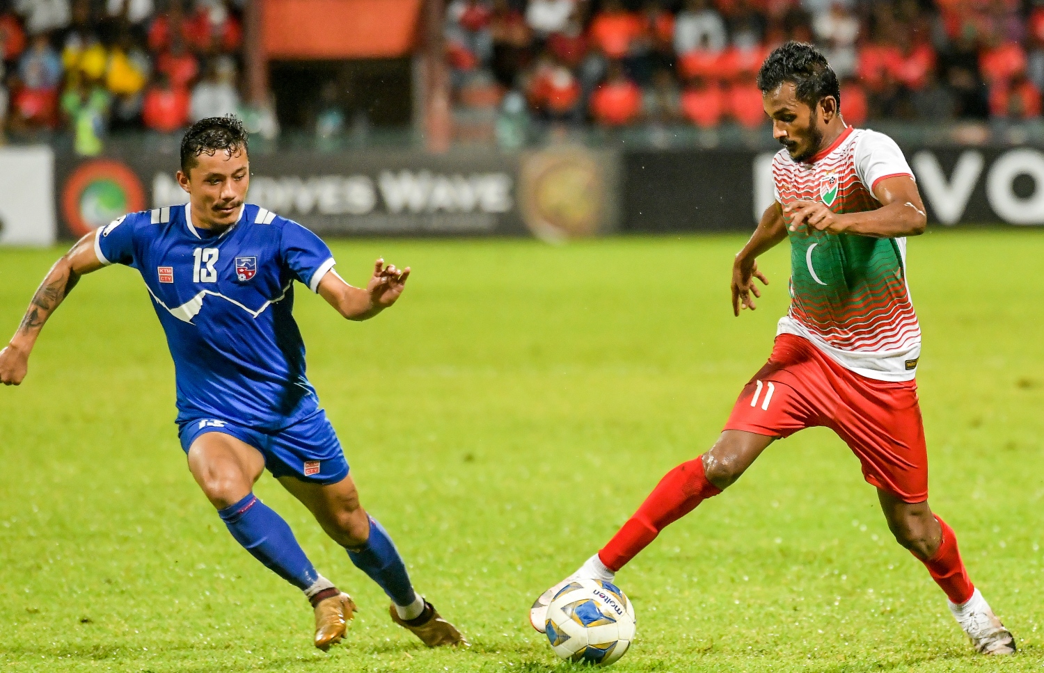 ރާއްޖެ އާއ ނޭޕާލް ރޭ ކުޅުނު މެޗުގެ ތެރެއިން --- ފޮޓޯ: ފަޔާޒު މޫސާ | މިހާރު