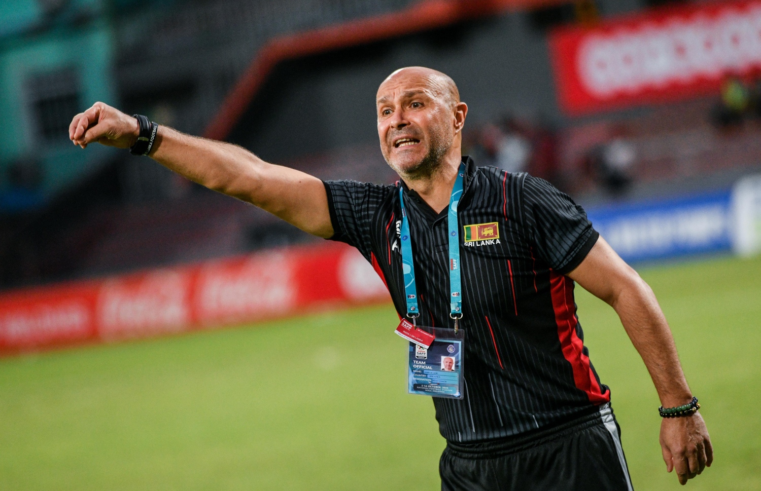 ސްރީ ލަންކާ ޓީމުގެ ކޯޗު އަދި ޓެކްނިކަލް ޑިރެކްޓަރު އާމިރު އަލަގިޗް. -- ފައިލް ފޮޓޯ: ނިޝާން އަލީ/މިހާރު