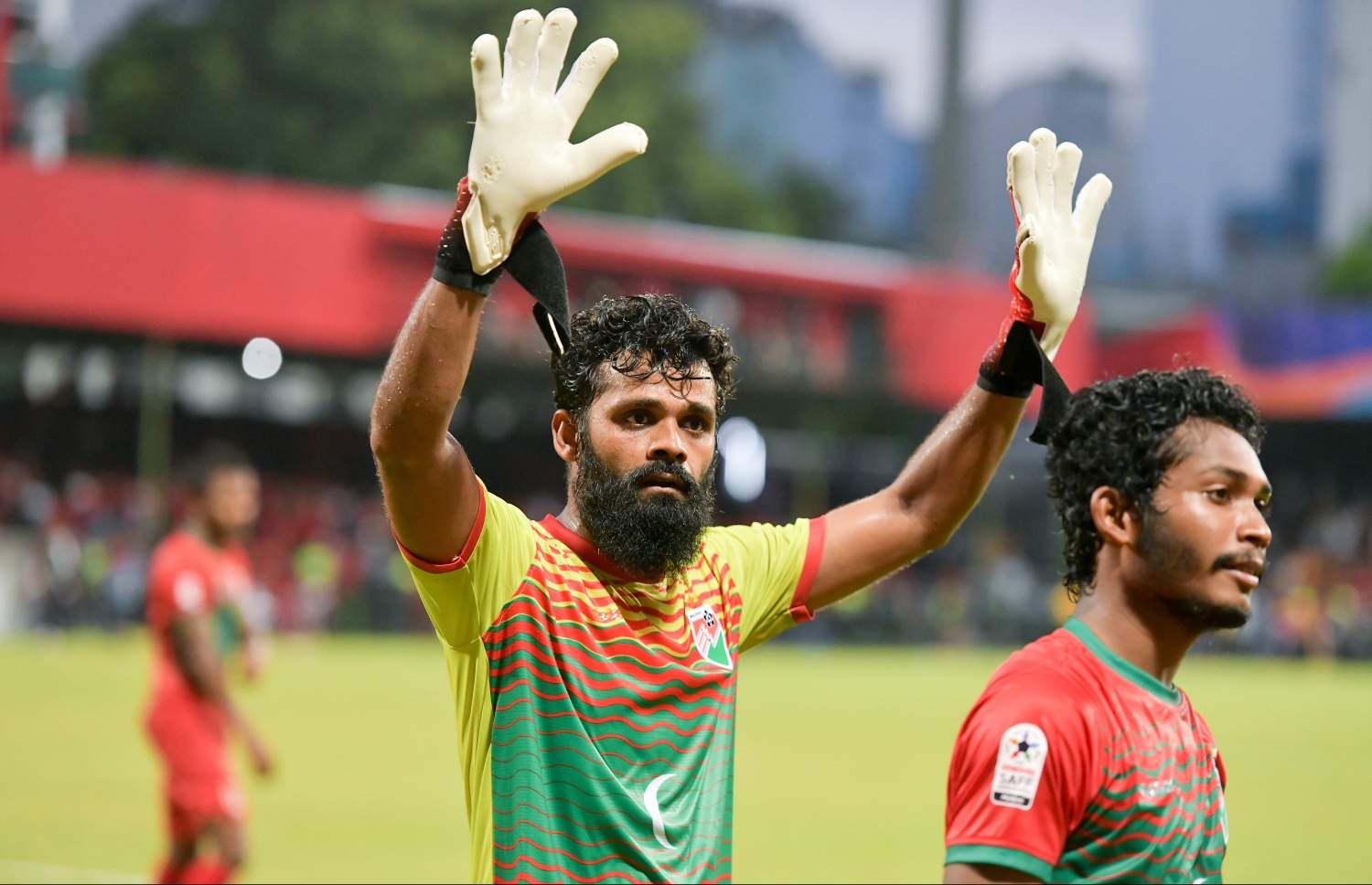 މާލެ- އޮކްޓޯބަރ 10، 2021: އުރީދޫ ސާފް ޗެމްޕިއަންޝިޕްގައި މިއަދު ރާއްޖެ އާއި ސްރީ ލަންކާ ކުޅުނު މެޗުގެ ތެރެއިން--. ފޮޓޯ: ނިޝާން އަލީ - މިހާރު