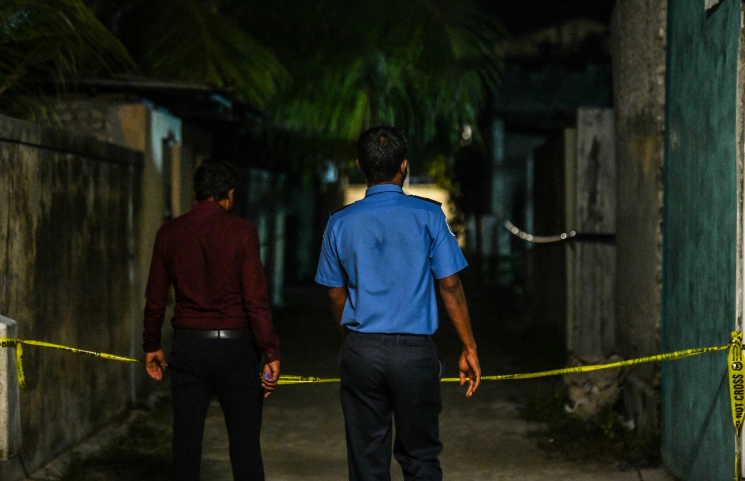 ވިޔަފާރިވެރިޔާގެ މަރު ތަހުގީގުކުރަަން ދަނގެތީގައި ފުލުުހުން ހަރަކާތްތެރިވަނީ. ފޮޓޯ: -- ނިޝާން އަލީ/މިހާރު