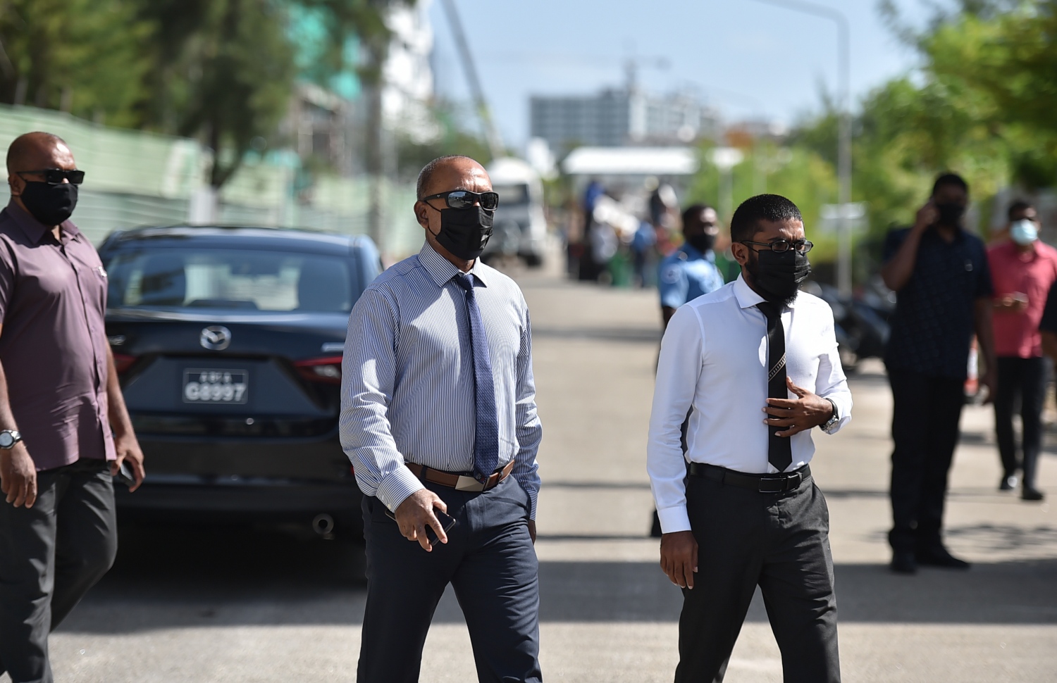 ހުޅުމާލެ - އޮކްޓޯބަރު 13، 2021: ހުޅުމާލޭގައި އެލިއާ އިން އިމާރާތް ކުރި މަސްޖިދު މުހައްމަދު ހުޅުވުމުގެ ރަސްމިއްޔާތަށް އިސްލާމިކް މިނިސްޓަރު ވަޑައިގަންނަވަނީ. --ފޮޓޯ:ރައީސް އޮފީސް