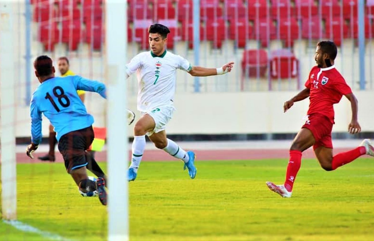 އިރާގާއި ރާއްޖޭގެ 23 އަހަރުން ދަށުގެ ޓީމް ބައްދަލުކުރި މެޗުގެ ތެރެއިން. -- ފޮޓޯ: އިރާގް އެފްއޭ
