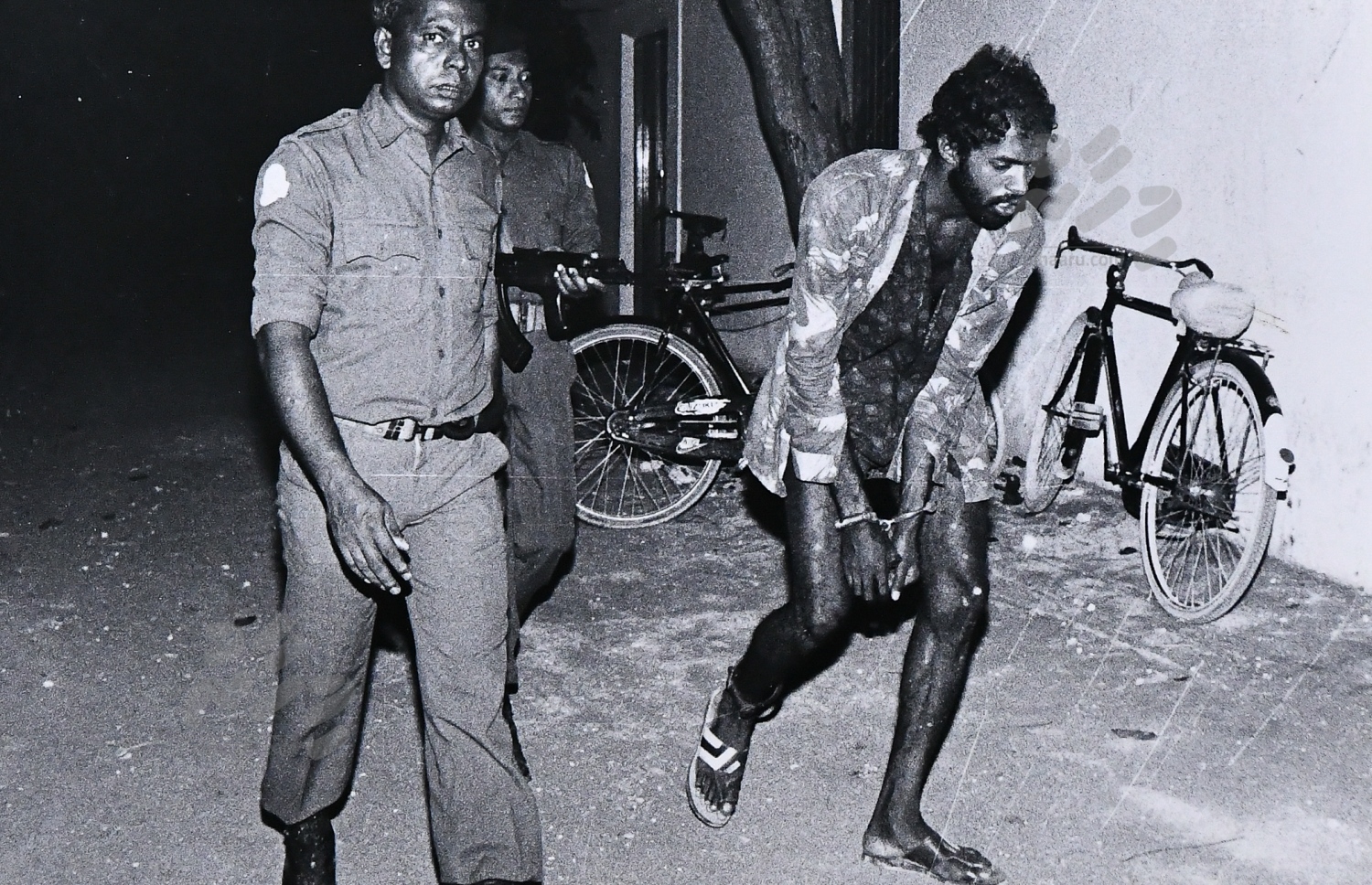 ނޮވެމްބަރު 3، 1988: ތަމަޅައިންގެ މީހެއް ތަހިގީގަށް ގެނެވެނީ--. ފޮޓޯ: ހަވީރު