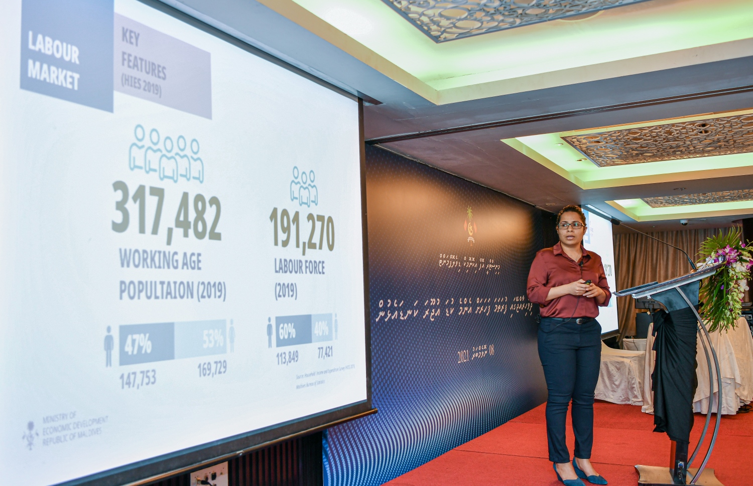 މާލެ: ނޮވެމްބަރު 8، 2021: މިނިމަމް ވޭޖު އިއުލާން ކުރުމަށް ބޭއްވި ރަސްމިއްޔާތުގެ ތެރެއިން: މުވައްޒަފަކަށް ދެވޭނެ އެންމެ ދަށް އުޖޫރައަކީ 4،500ރ. ކަމަށް ވަނީ އިއުލާންކޮށްފައި. ބޮޑެތި ވިޔަފާރި ތަކަށް އެންމެ ދަށް މުސާރަ އަކީ މަހަކު 8000ރ. އަދި މެދުފަންޗާއި ސިވިލް ސާވިސް މުވައްޒަފުންގެ އެންމެ ދަށް މުސާރަ އަކީ މަހަކު 7000ރ. -.. ފޮޓޯތައް: ފަޔާޒް މޫސާ /މިހާރު