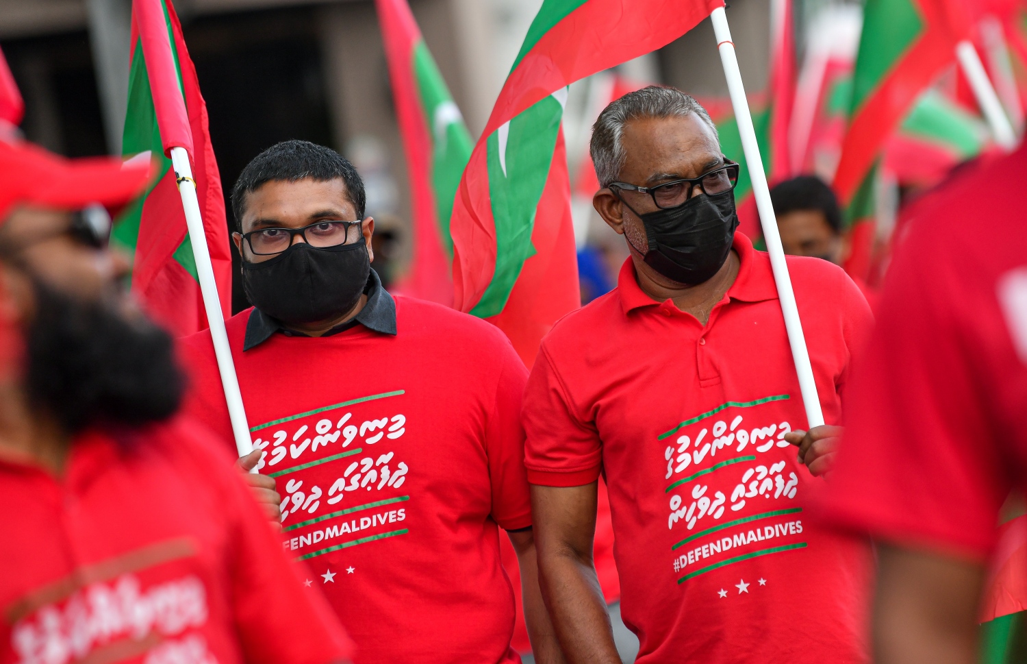 މާލެ- ނޮވެމްބަރު 12، 2021: "މިނިވަންކަމުގެ ދިފާއުގައި" ގެ ނަމުގައި އިދިކޮޅު ކޯލިޝަނުން ބޭއްވި ހިނގާލުމުގައި އެ ކޯލިޝަން ހިންގުމާ ވަގުތީ ގޮތުން ހަވާލުވެ ހުންނެވި އަބްދުއްރަހީމާއި ގުރައިދޫ ދާއިރާގެ މެމްބަރު ޙައްސާން ބައިވެރިވެވަޑައިގަންނަވަނީ.---ފޮޓޯ: ފަޔާޒު މޫސާ/ މިހާރު