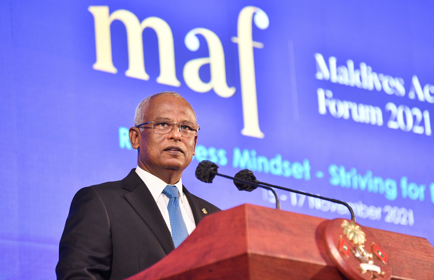 އެކައުންޓެންޓުންގެ ފޮރަމް ފެށުމުގެ ރަސްމިއްޔާތުގައި ރައީސް ވާހަކަފުޅު ދައްކަވަނީ-- ފޮޓޯ: ފަޔާޒު މޫސާ/މިހާރު