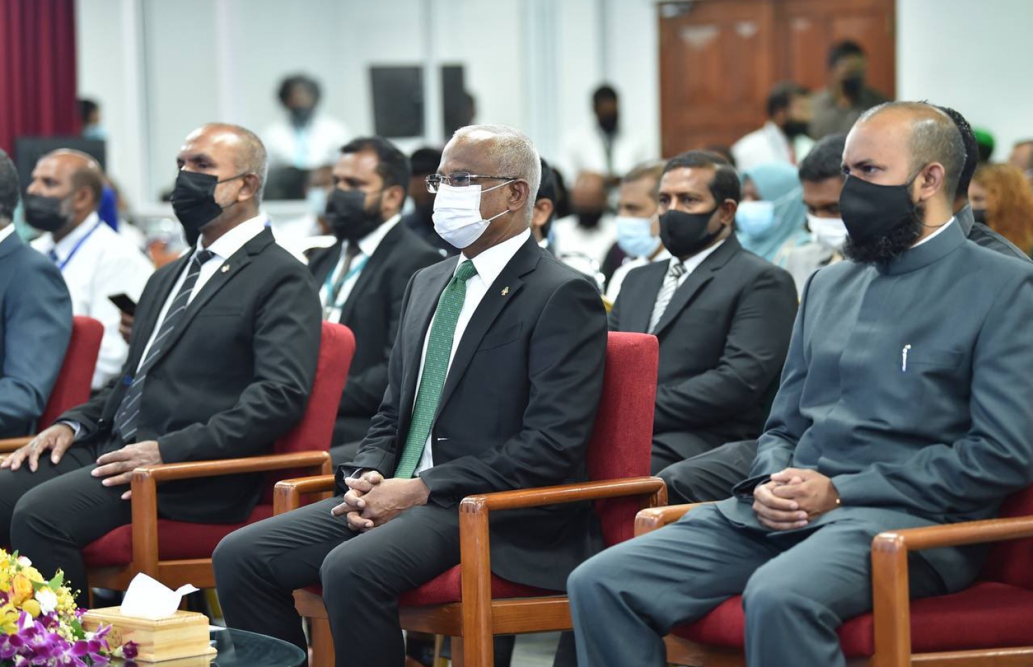ކީރިތި ގުރުއާނާ ބެހޭ މަރުކަޒުގެ ދަސްވެނިވުމުގެ ރަސްމިއްޔާތުގައި ރައީސް އިބްރާހިމް މުހައްމަދު ސޯލިހު ބައިވެރިވެވަޑައިގަންނަވަނީ. -- ފޮޓޯ: ރައީސް އޮފީސް