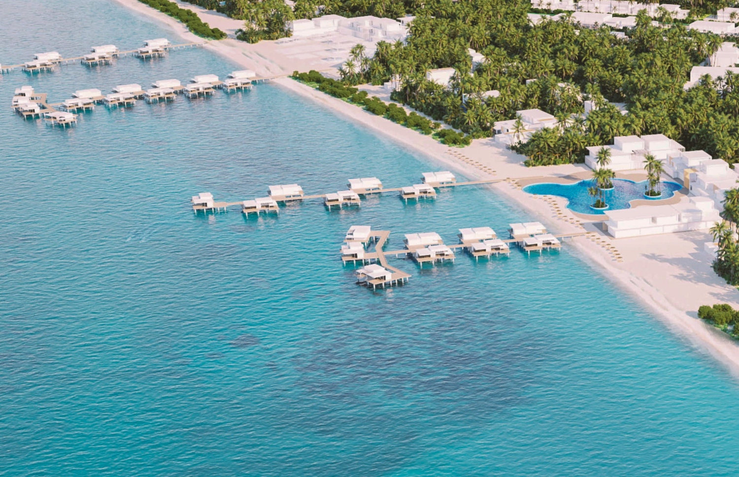 އެ ރަށުގައި ވޯޓާ ވިލާތައް އަޅާ އެއް ސަރަހައްދު: ވޯޓާ ވިލާތަކުގައި ދެ ރޫމް ހުންނާނެ. މިއީ ވެސް ދިގު މުއްދަތައް ވިއްކާ ރަށްތައް-- ފޮޓޯ: އެމްއައިޓީޑީސީ