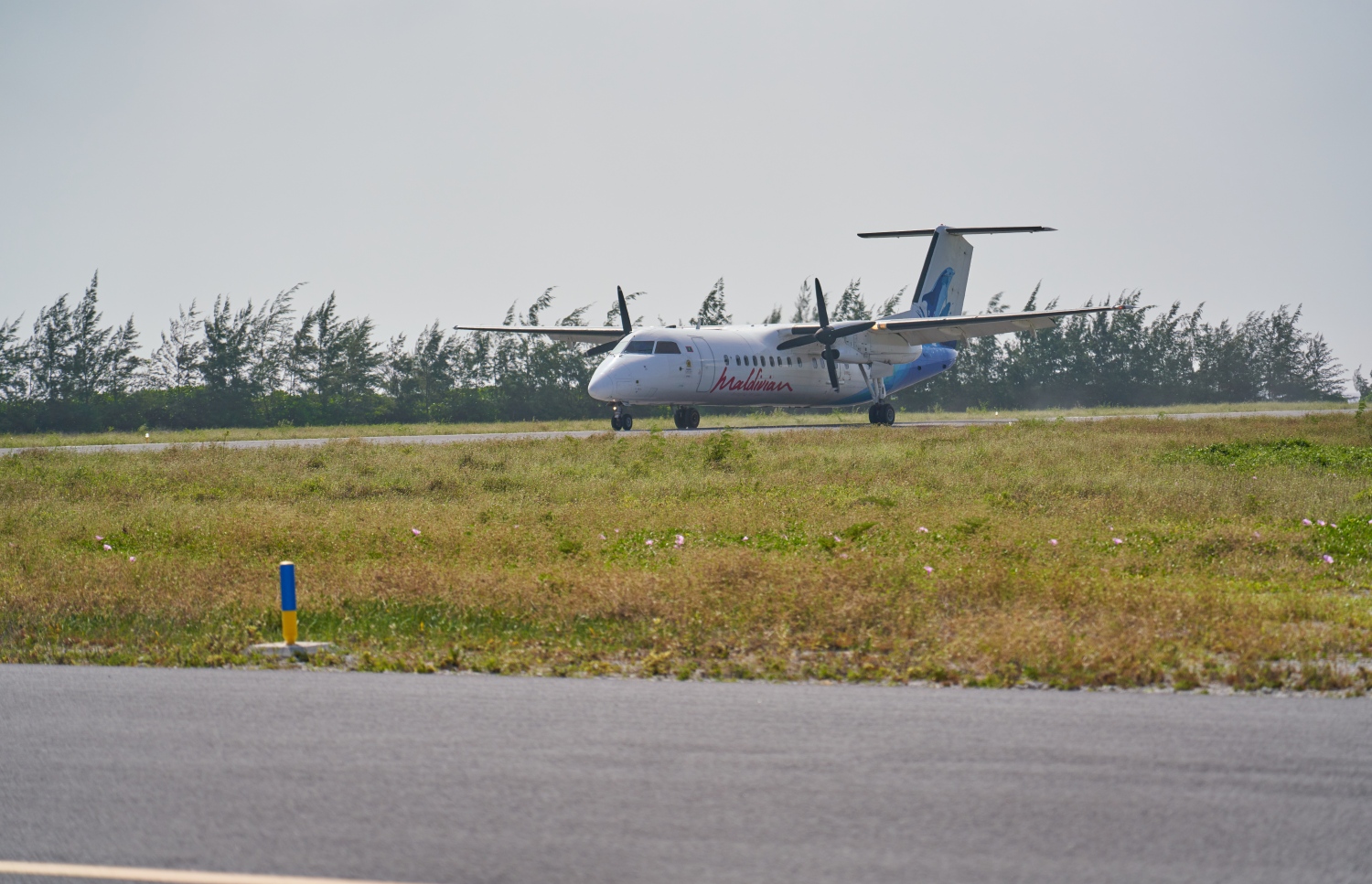 ޅ. މަޑިވަރު: ޑިސެމްބަރު 25، 2021: ޗަމްޕާ ބްރަދާސް އިން ޅ. މަޑިވަރުގައި ހެދި އެއާޕޯޓަށް ޓެސްޓް ފްލައިޓް ޖައްސަނީ.-- ފޮޓޯ: ކުރެއްދޫ ރިސޯޓް