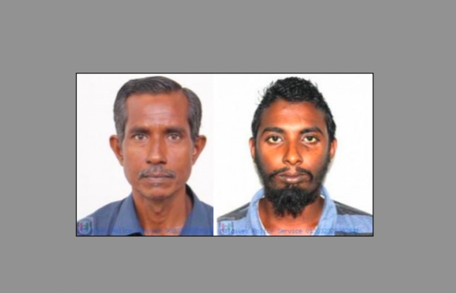 މި މަހު ކުރީކޮޅު ފުލުހުން އަތުލައިގަތް 119 ކިލޯ ޑްރަގްސްގެ މައްސަލާގައި ތުހުމަތުކުރެވޭ މީހުންގެ ތެރޭގައި ހިމެނޭ އަހްމަދު ސުނައިން (ކ) އާއި އަލީ ޒުބައިރު. -- ފޮޓޯ: ޕޮލިސް