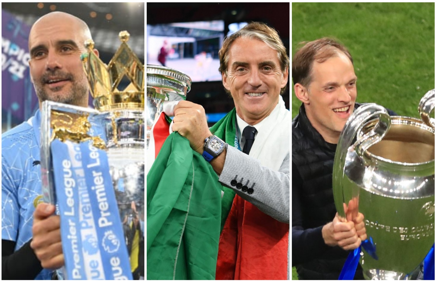 އެންމެ މޮޅު ކޯޗުގެ މަގާމަށް ވާދަކުރާ ތިން ކޯޗުން. ޓުޗެލް (ކ)، މަންޗިނީ (މ) އަދި ގާޑިއޯލާ (ވ).--