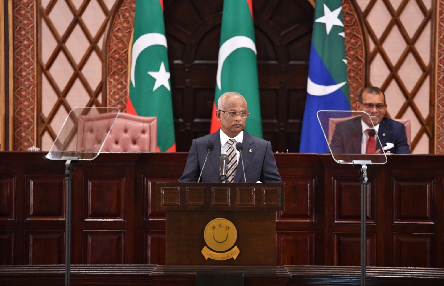 ރައީސް އިބްރާހިމް މުހައްމަދު ސޯލިހު، ރައްޔިތުންގެ މަޖިލީހަށް މިއަދު ރިޔާސީ ބަޔާން އިއްވަވަނީ.---ފޮޓޯ: މަޖިލިސް