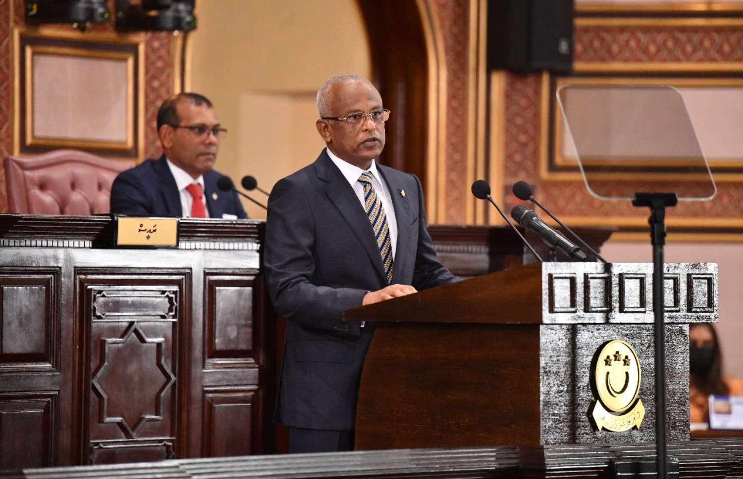 ރައްޔިތުންގެ މަޖިލީހުގައި ރައީސް އިބްރާހިމް މުހައްމަދު ސޯލިހު މިއަދު ރިޔާސީ ބަޔާން އިއްވަވަނީ -- ފޮޓޯ: މަޖިލިސް