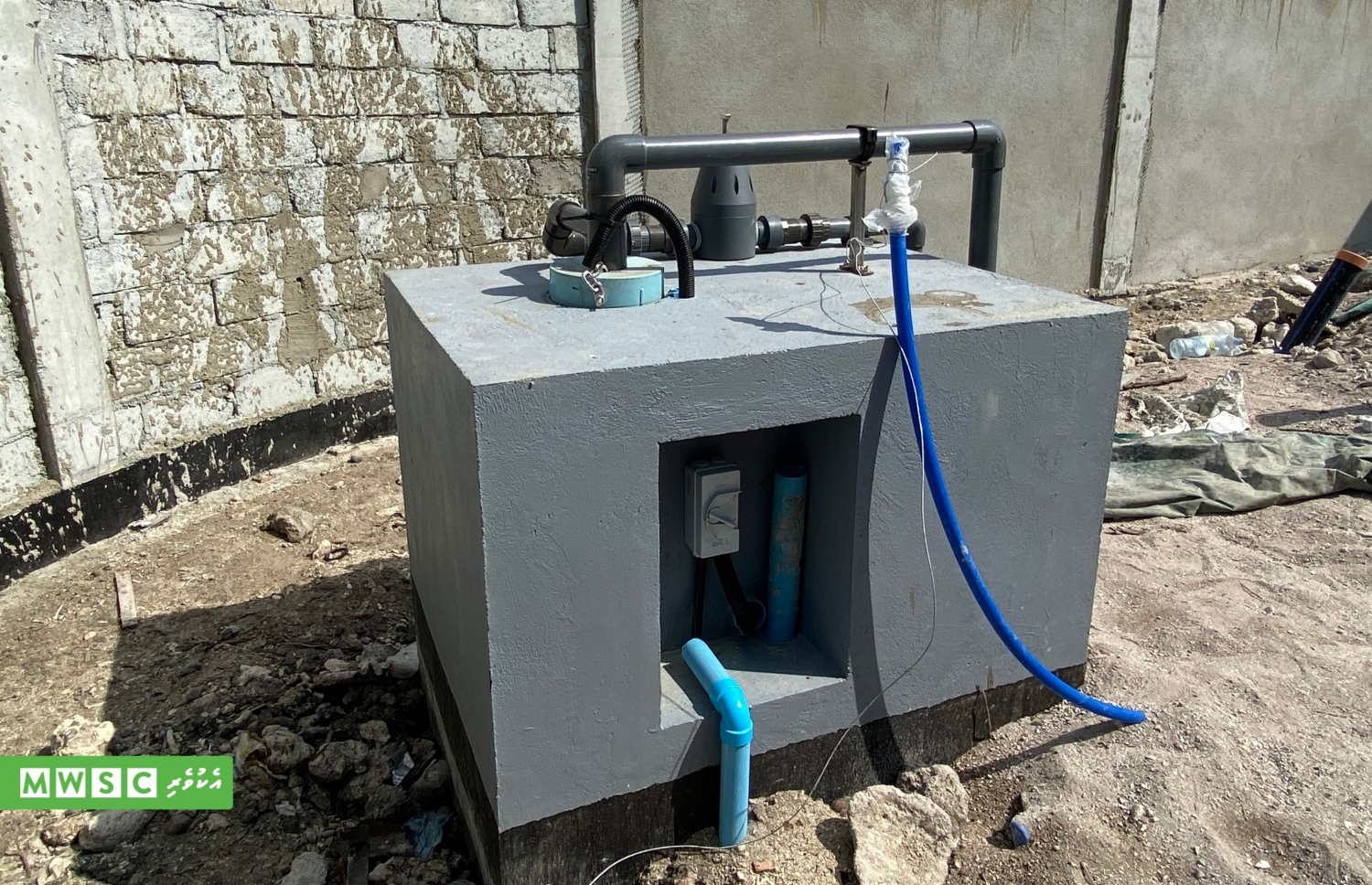 އެމްޑަބްލިއުއެސްސީ އިން ނ. މާޅެންދޫގައި ފެނާއި ނަރުދަމާ ނިޒާމުގެ މަސައްކަތަށް ބޯހޯލު ތޮރުފުމުގެ މަސައްކަތް ނިމިފައި.-- ފޮޓޯ: އެމްޑަބްލިއުއެސްސީ