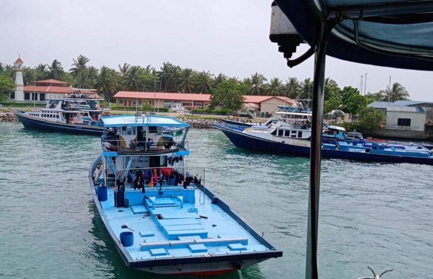 ކޫއްޑުއަށް މަސް ކިރުވަން ގޮސް ތިބި ދޯނިތަކެއް ކިޔޫގައި.