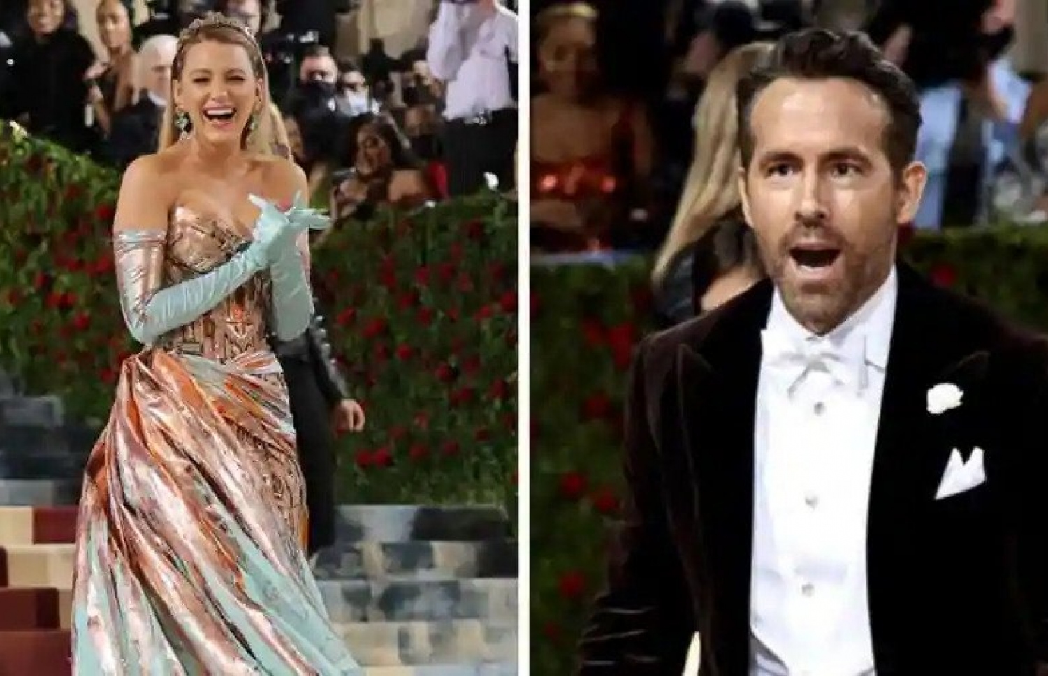 މެޓް ގާލާގައި ބްލޭކް ލައިވްލީ އާއި އޭނާގެ ފިރިމީހާ ރަޔަން ރެނޯލްޑްސް.