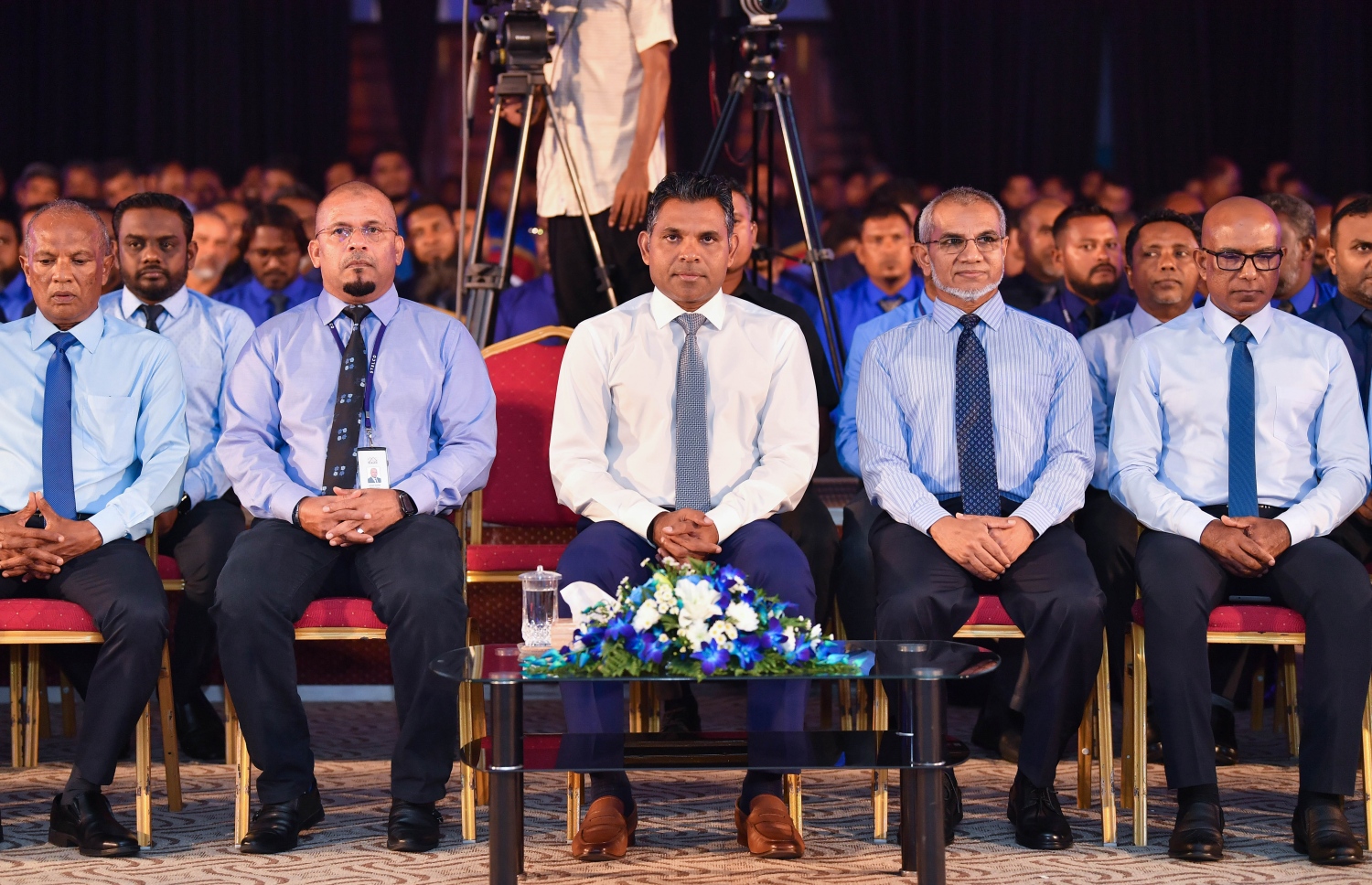ސްޓެލްކޯގެ 25 ވަނަ އަހަރީ ދުވަސް ފާހަގަ ކުރުމަށް ދަރުބާރުގޭގައި ބޭއްވި ޖަލްސާގައި އެކުންފުނީގެ އެމްޑީ އަހްމަދު ޝަރީފާއި ނައިބު ރައީސް ފައިސަލް ނަސީމް ބައިވެރިވެވަޑައިގަންނަވަނީ--. ފޮޓޯ: ރައީސް އޮފީސް