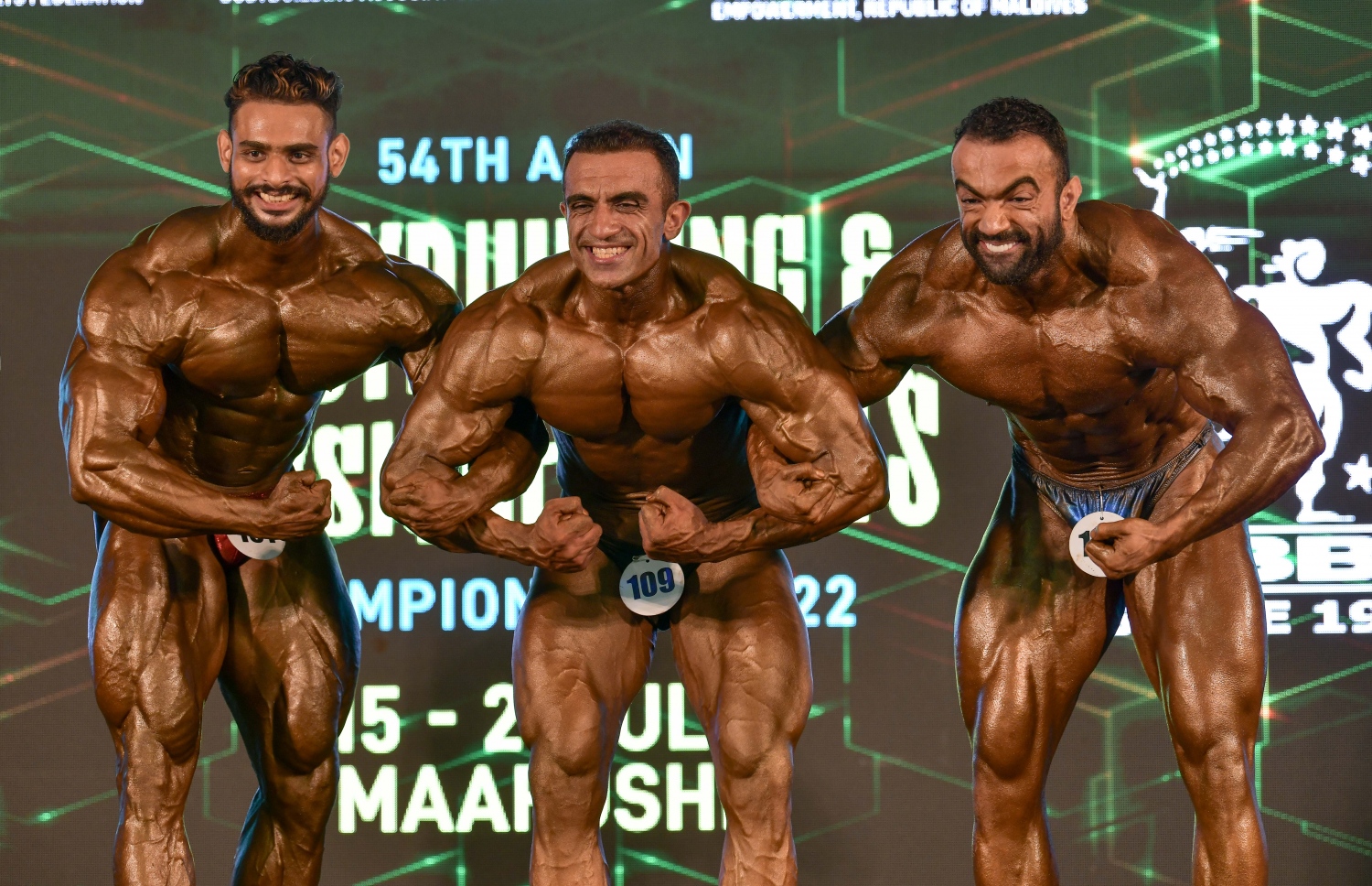 އޭޝިއަން ބޮޑީ ބިލްޑިން ޗެމްޕިއަންޝިޕްގެ މިއަދުގެ އިވެންޓުގައި އެތުލީޓުން ވާދަކުރަނީ.--- ފޮޓޯ: ނިޝާން އަލީ/މިހާރު