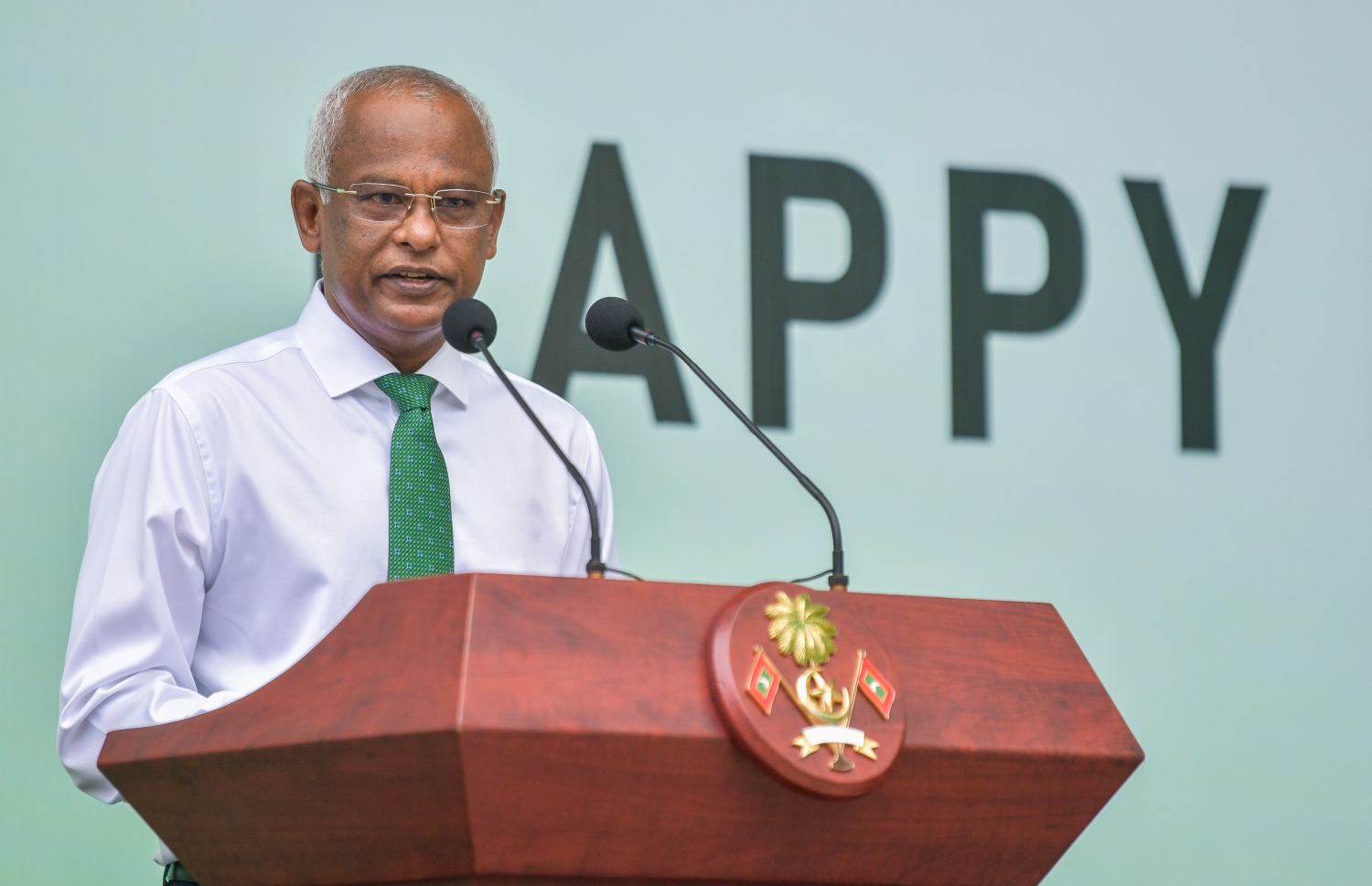 ރައީސް އިބްރާހިމް މުހައްމަދު ސޯލިހު، ދިރާސީ އާ އަހަރު ފެށުމަށް އަމީނިއްޔާ ސްކޫލުގައި މިއަދު ބޭއްވި ހާއްސަ އެސެމްބްލީ ޝަރަފުވެރި ކޮށްދެއްވައި، ވާހަކަފުޅު ދައްކަވަނީ.---ފޮޓޯ: ފަޔާޒު މޫސާ| މިހާރު