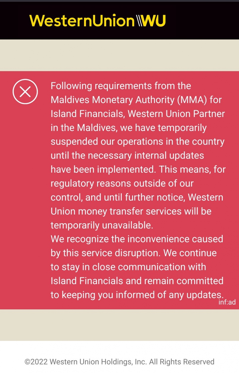 ވަގުތީ ގޮތުން ލައިސަންސް ހިފެހެއްޓުމުގެ ސަބަބުން މަނީ ޓްރާންސްފާގެ ހިދުމަތް ވަނީ މެދުކަނޑިފައި