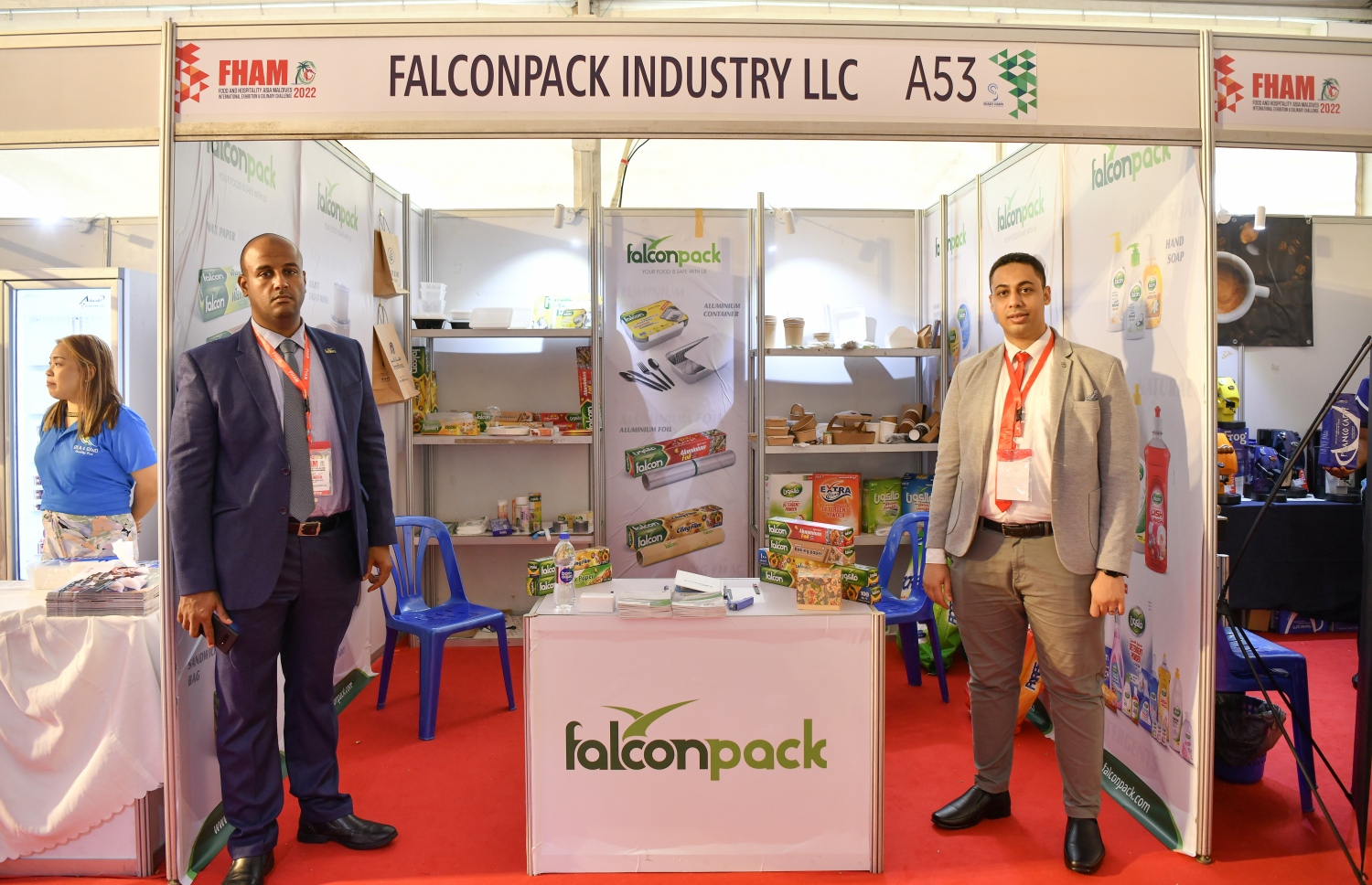 ރާއްޖޭގައި ބާއްވާ ފުޑް އެންޑް ހޮސްޕިޓައިލިޓީ އޭޝިއާ މޯލްޑިވްސް ފެއާގެ ސްޓޯލެއް، މި އަހަރުގެ ހޮސްޕިޓަލިޓީ އެކްސްޕޯގައި ޖުމްލަ 81 ކުންފުންޏަކުން ބައިވެރިވި --. ފޮޓޯ: ނިޝާން އަލީ/މިހާރު